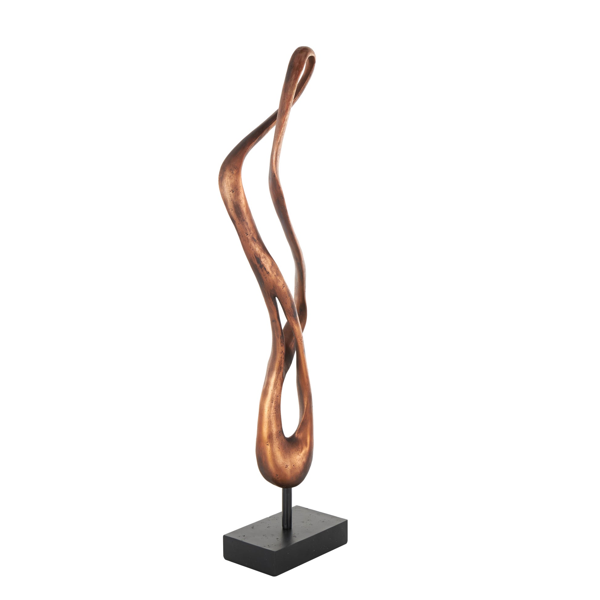 Abstract Bronze Polystone Abstract Decorative Sculpture with Rectangle Black Base