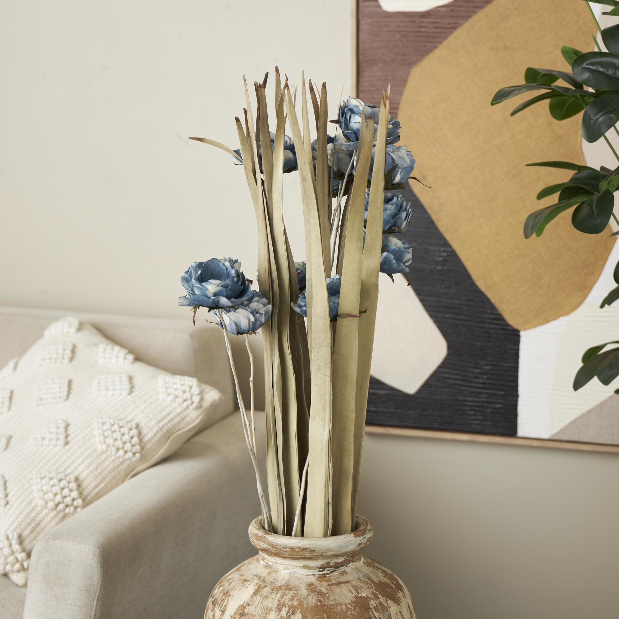 Blue Dried Plant Tall Home Decor Natural Foliage with White Stems