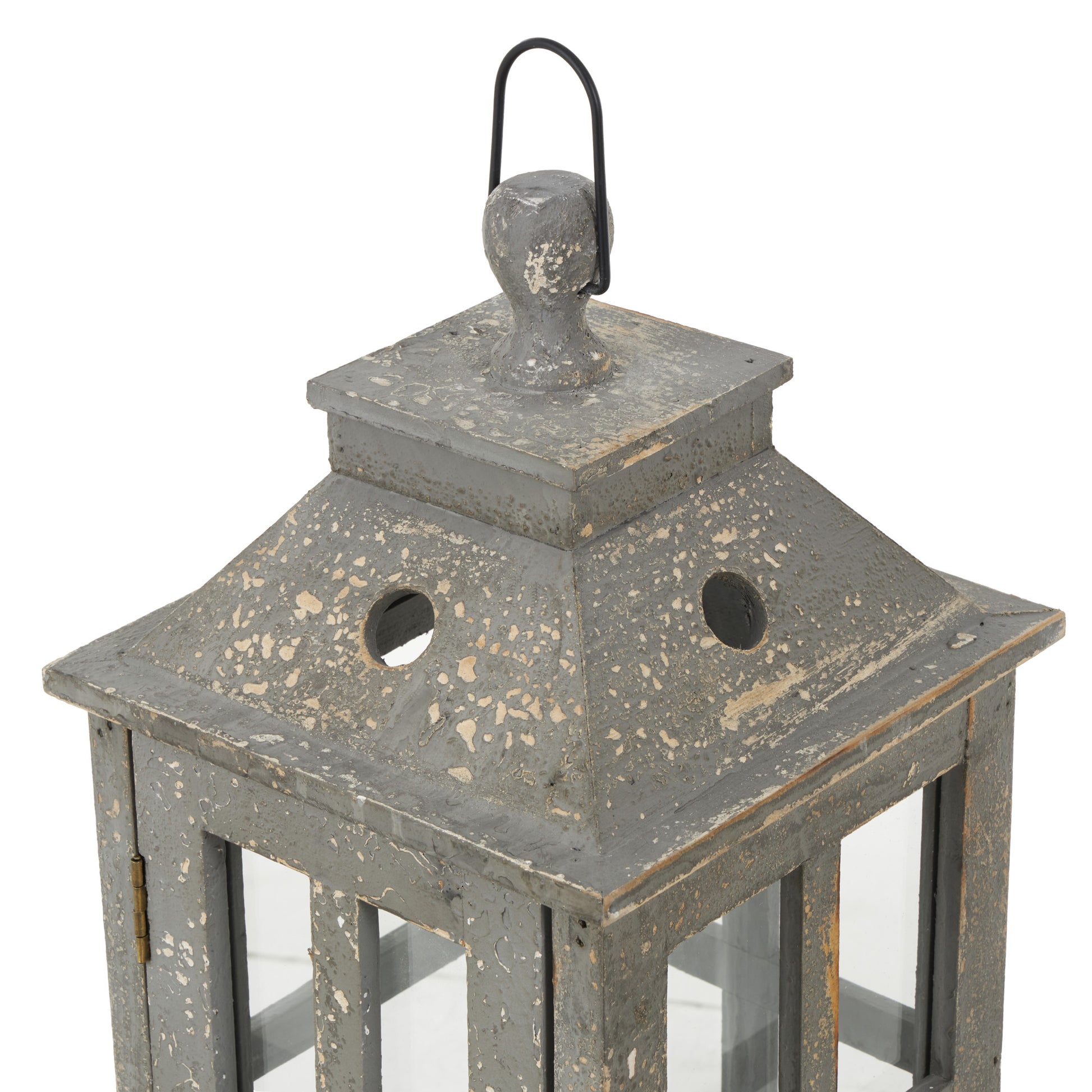 Set of 2 Light House Brown Wood Decorative Indoor Outdoor Candle Lantern