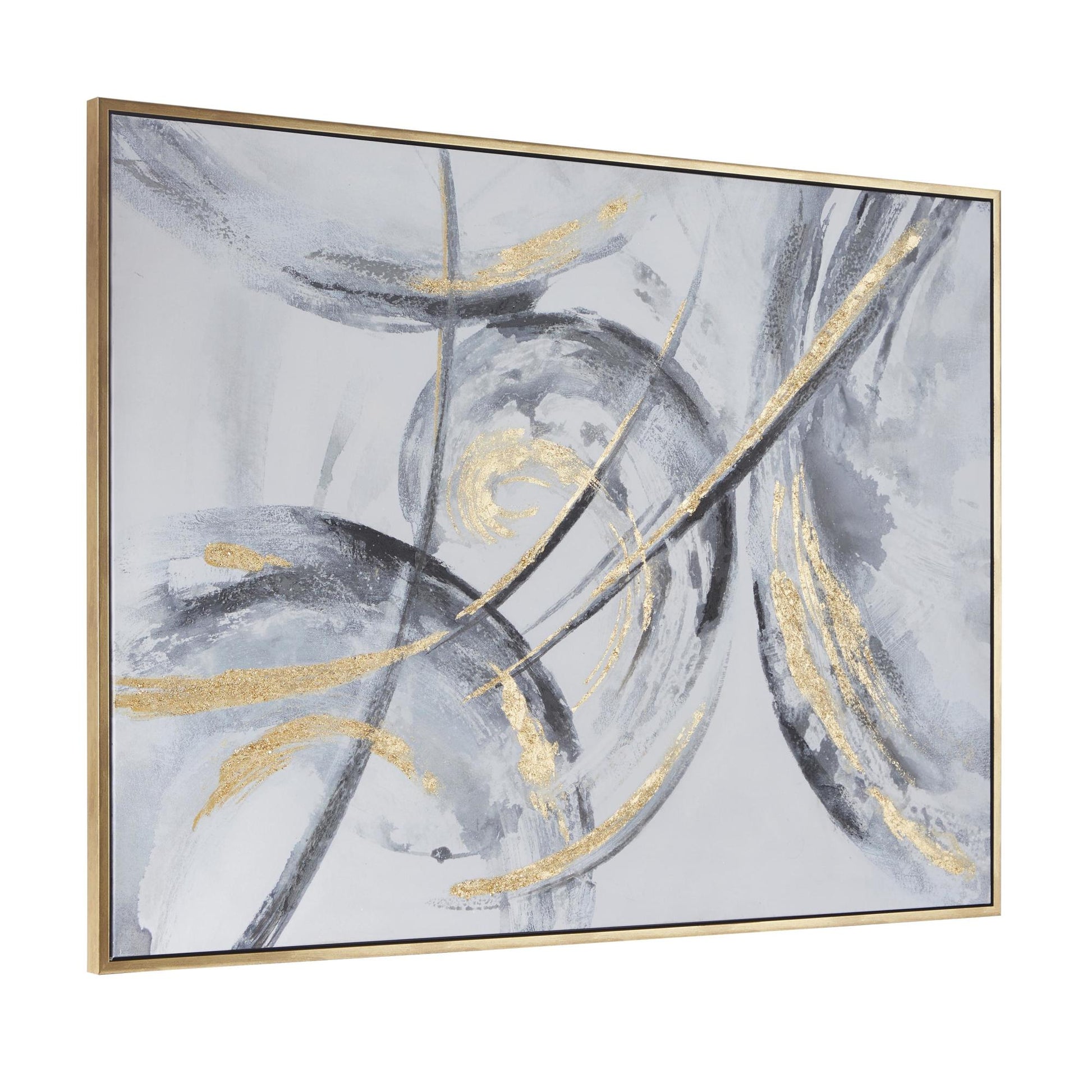 CosmoLiving by Cosmopolitan Abstract Gold Canvas Living Room Framed Wall Art with Gold Frame