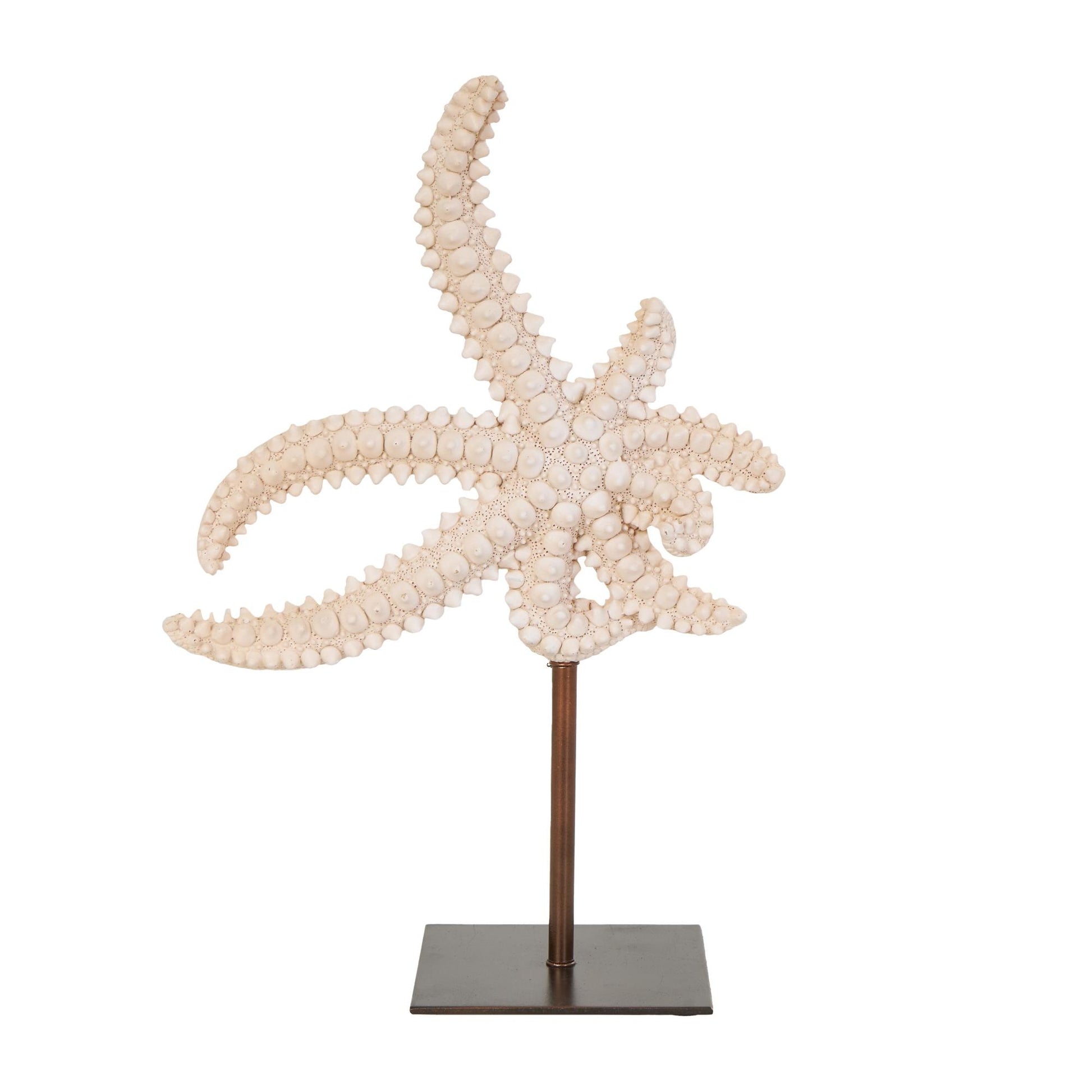 Starfish Pink Polystone Textured Decorative Sculpture with Copper Stand