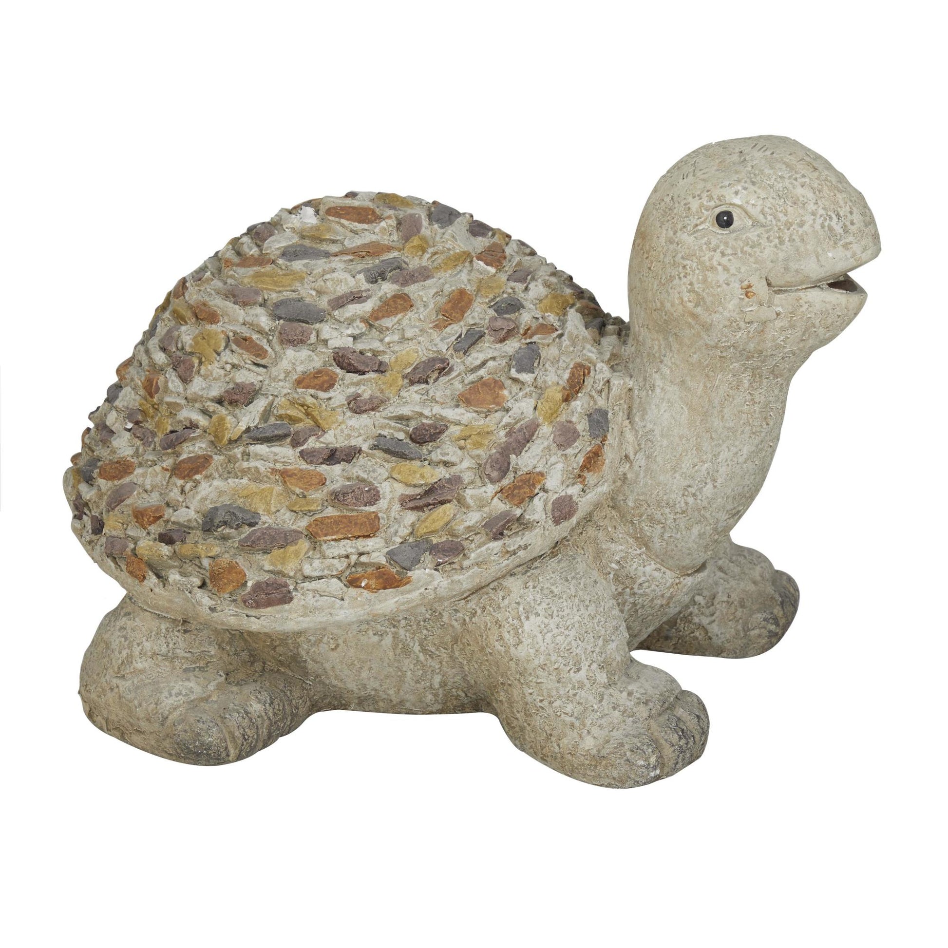 Turtle White Polystone Indoor Outdoor Decorative Garden Sculpture with Stone Mosaic Design
