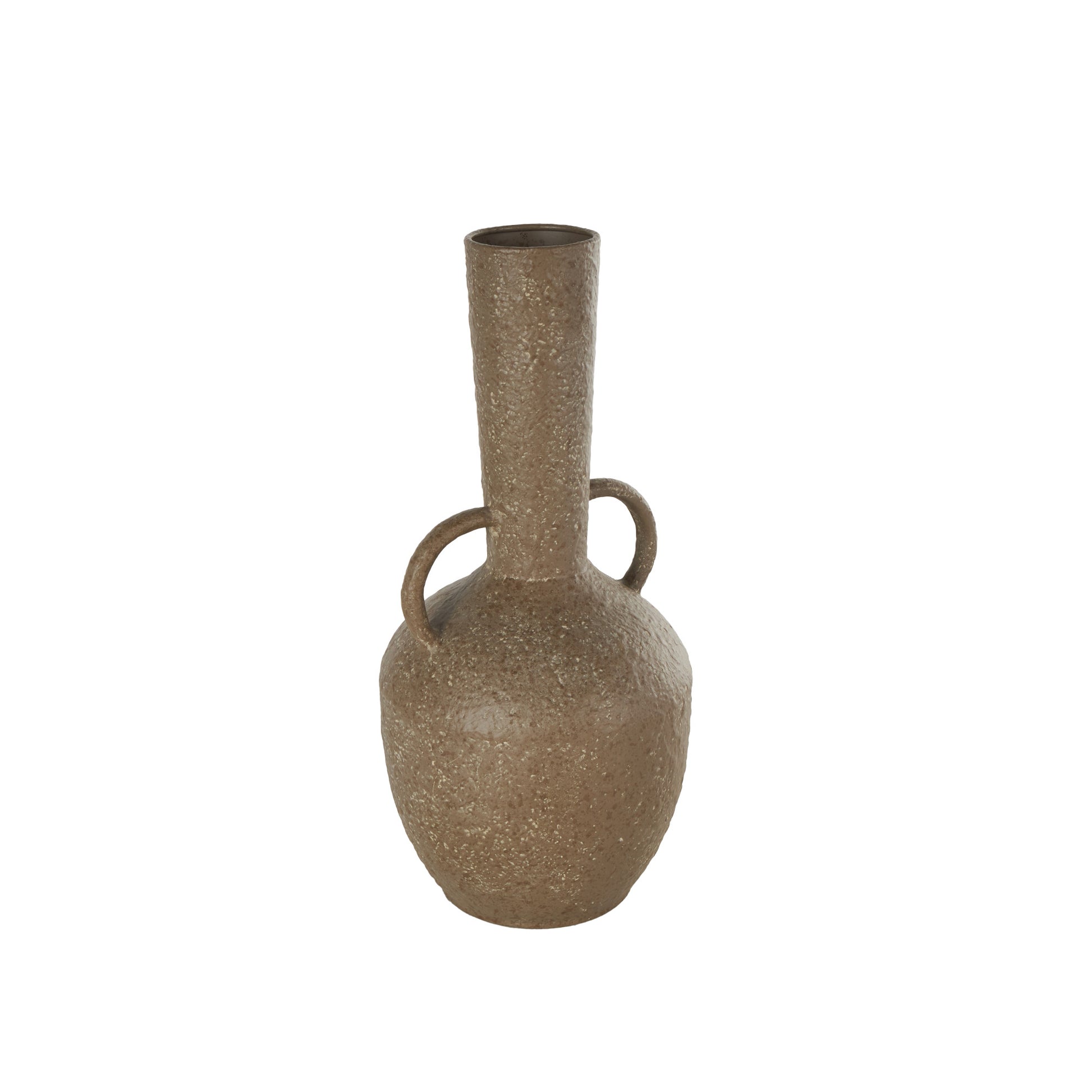 Brown Metal Antique Inspired Decorative Vase with Handles
