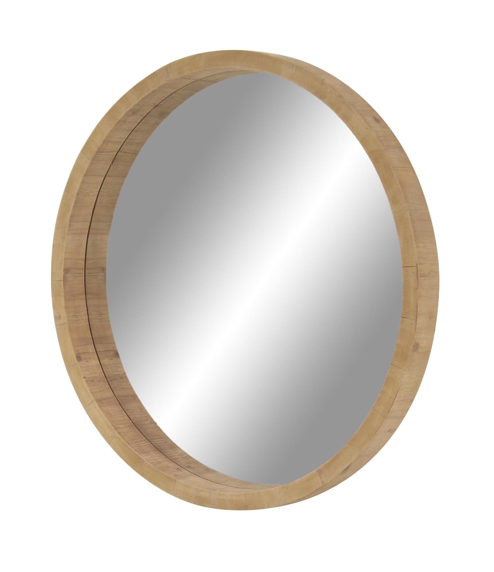 Brown Wood Room Wall Mirror with Natural Wood Grains