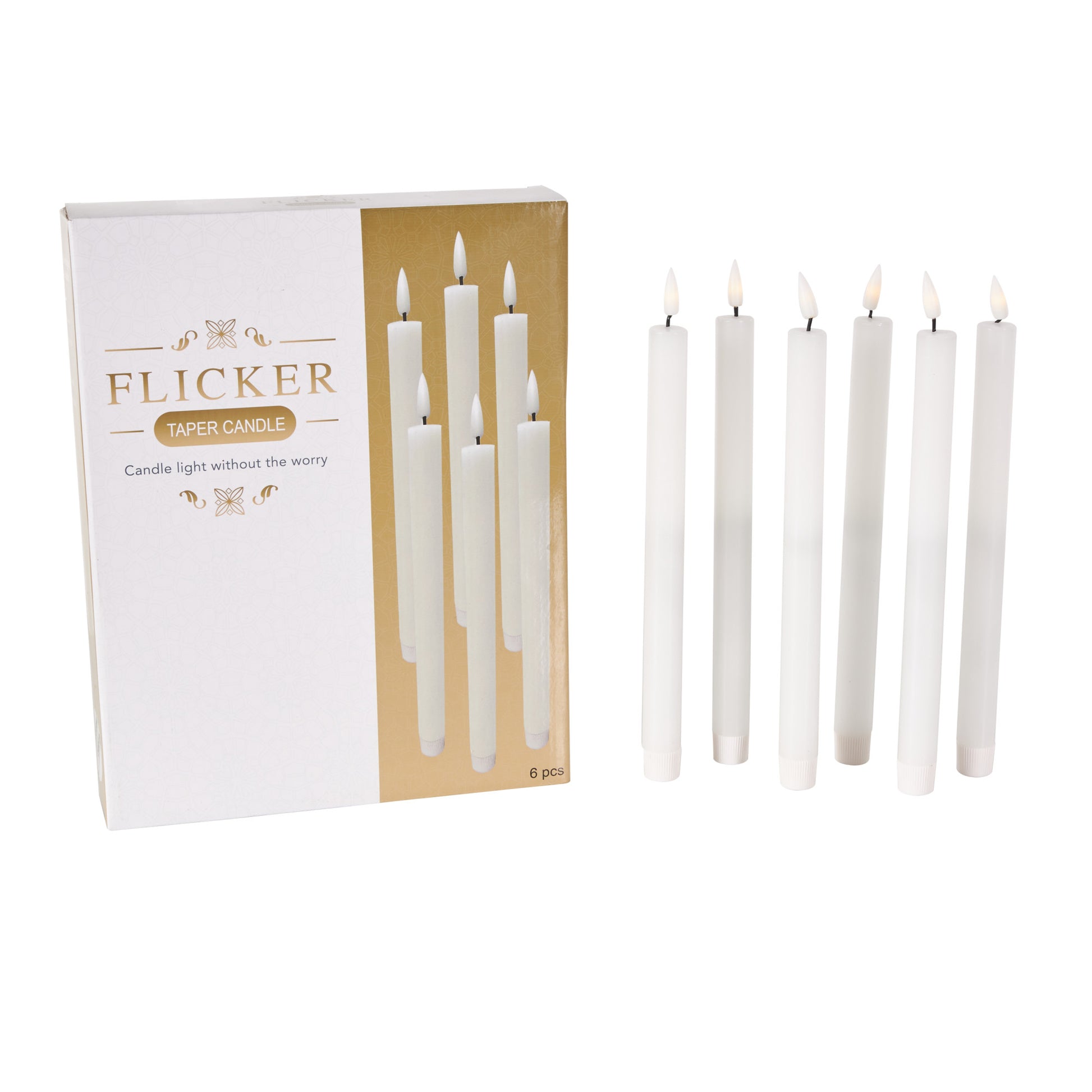 Set of 6 Wax Indoor Outdoor Flameless Candle with Remote Control Set of 6 10"H