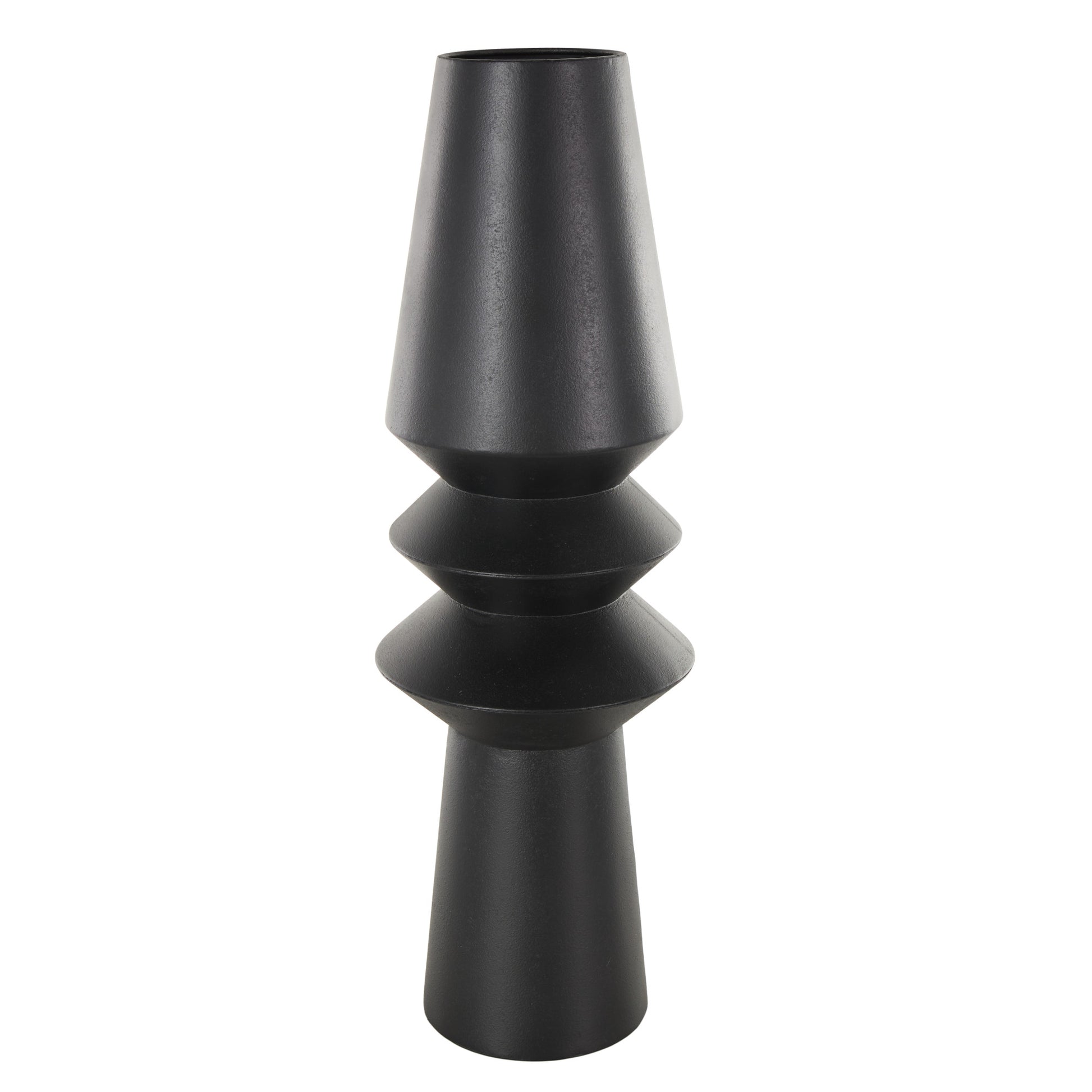 Black Metal Art Deco Fluted Decorative Vase