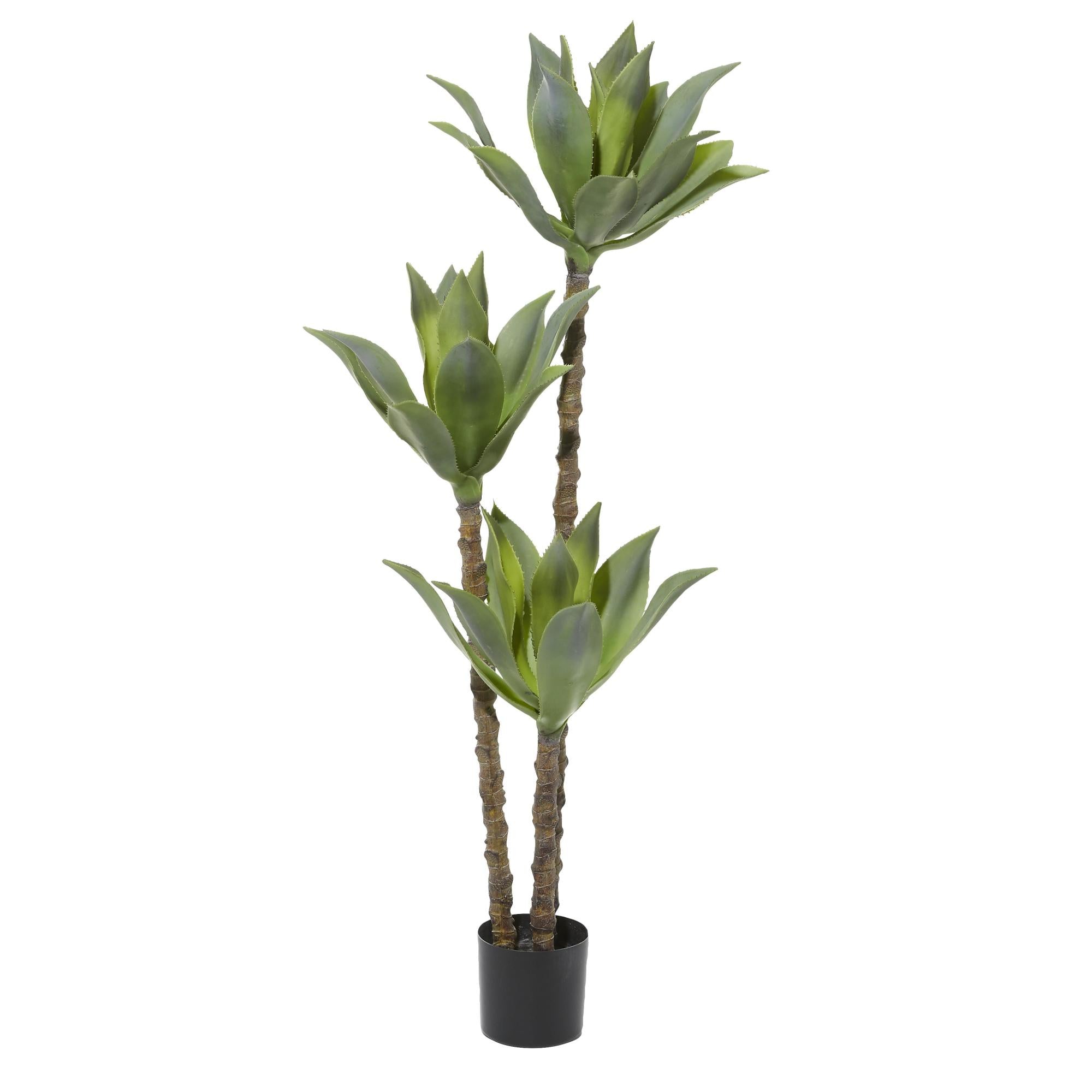 Dracaena Green Faux Foliage Indoor Outdoor Artificial Tree with Realistic Leaves and Black Plastic Pot