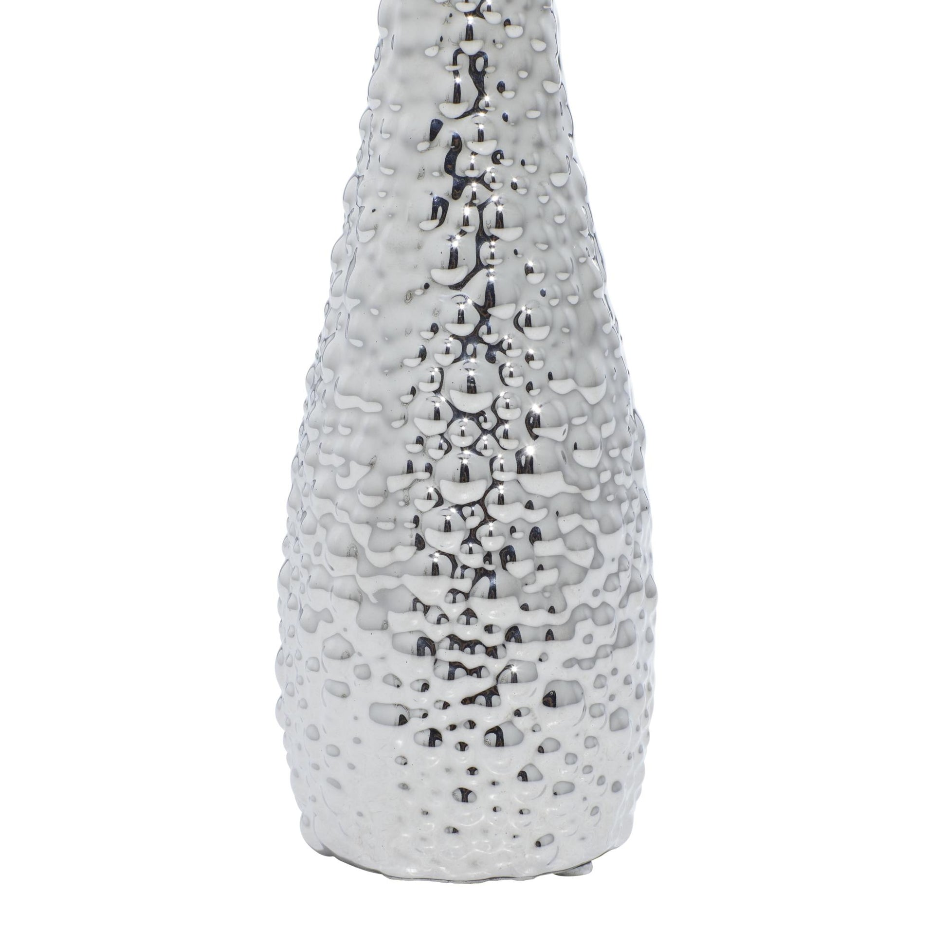 Set of 3 Ceramic Slim Textured Bottleneck Decorative Vase with Varying Patterns Set of 3 4"W, 12"H