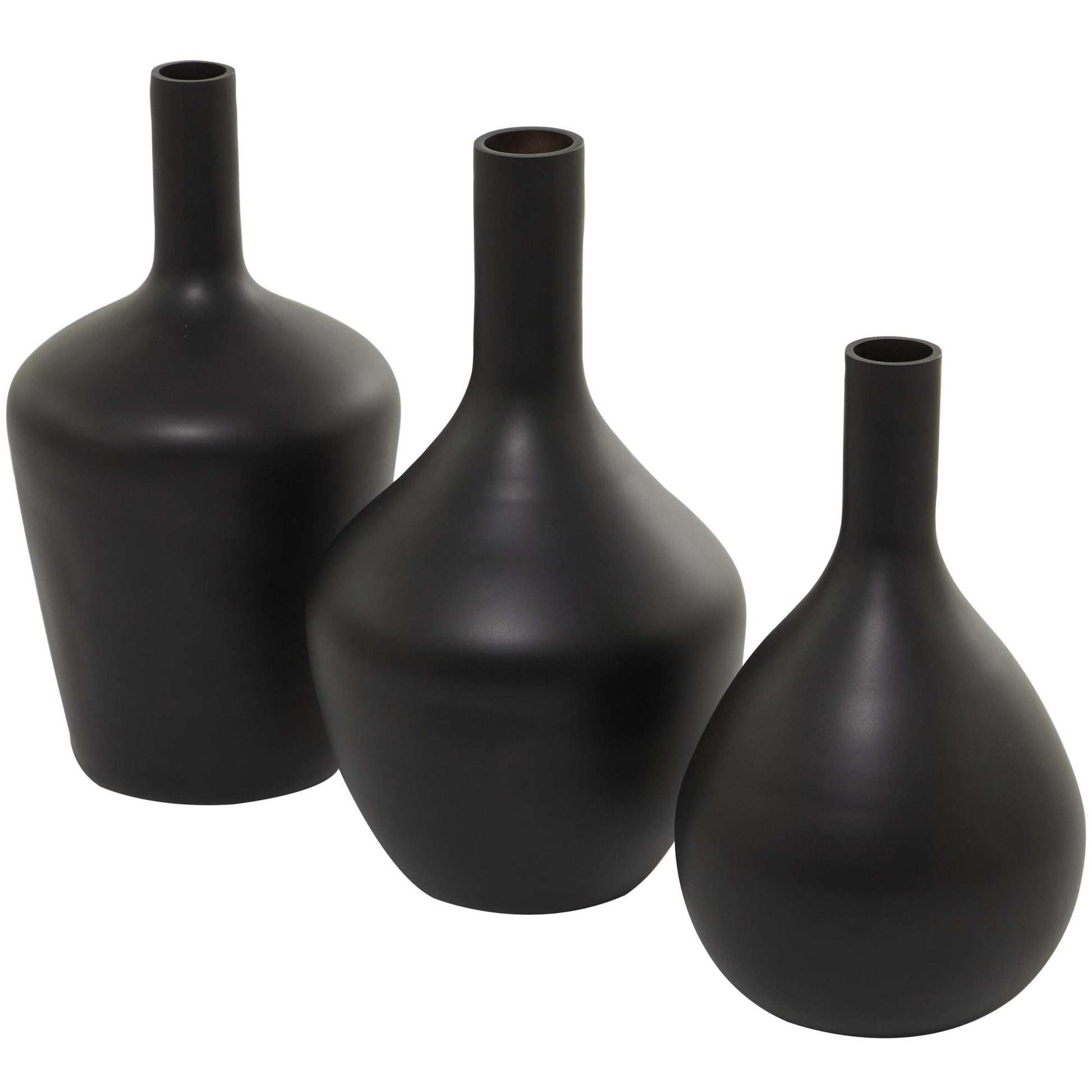Set of 3 Glass Decorative Vase with Gold Rim