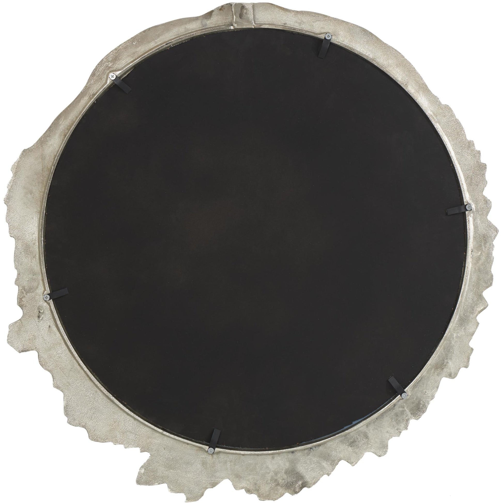 Abstract Silver Aluminum Metal Room Wall Mirror with Unfinished Texture
