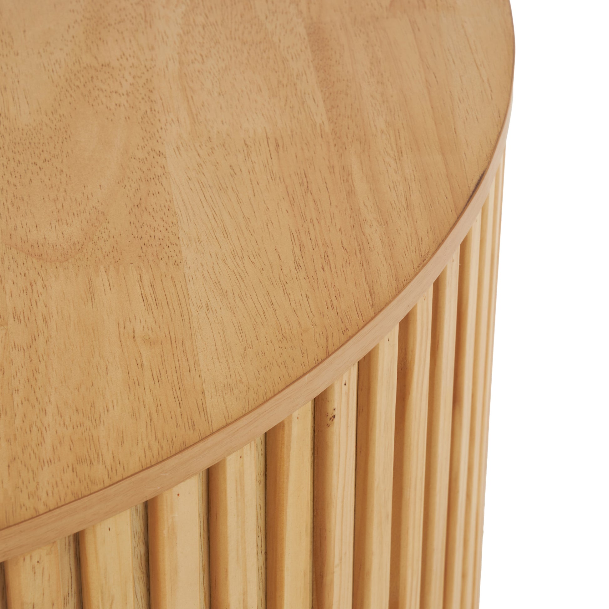 Wood Handmade Ribbed Living Room Coffee Table with Slatted Base
