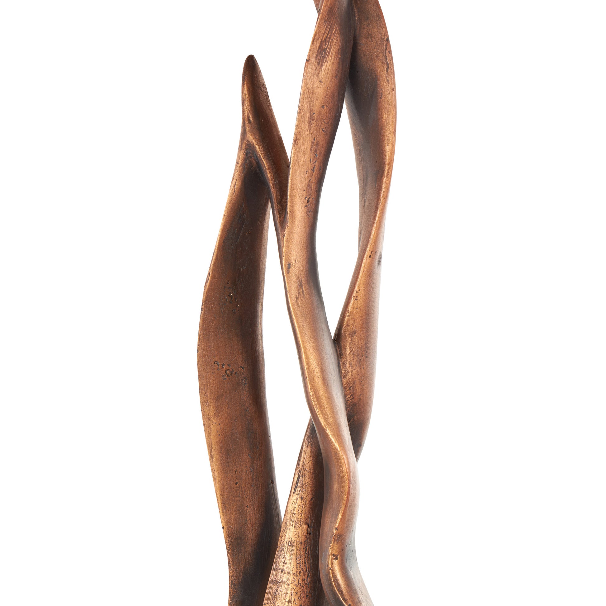 Abstract Bronze Polystone Abstract Decorative Sculpture with Rectangle Black Base
