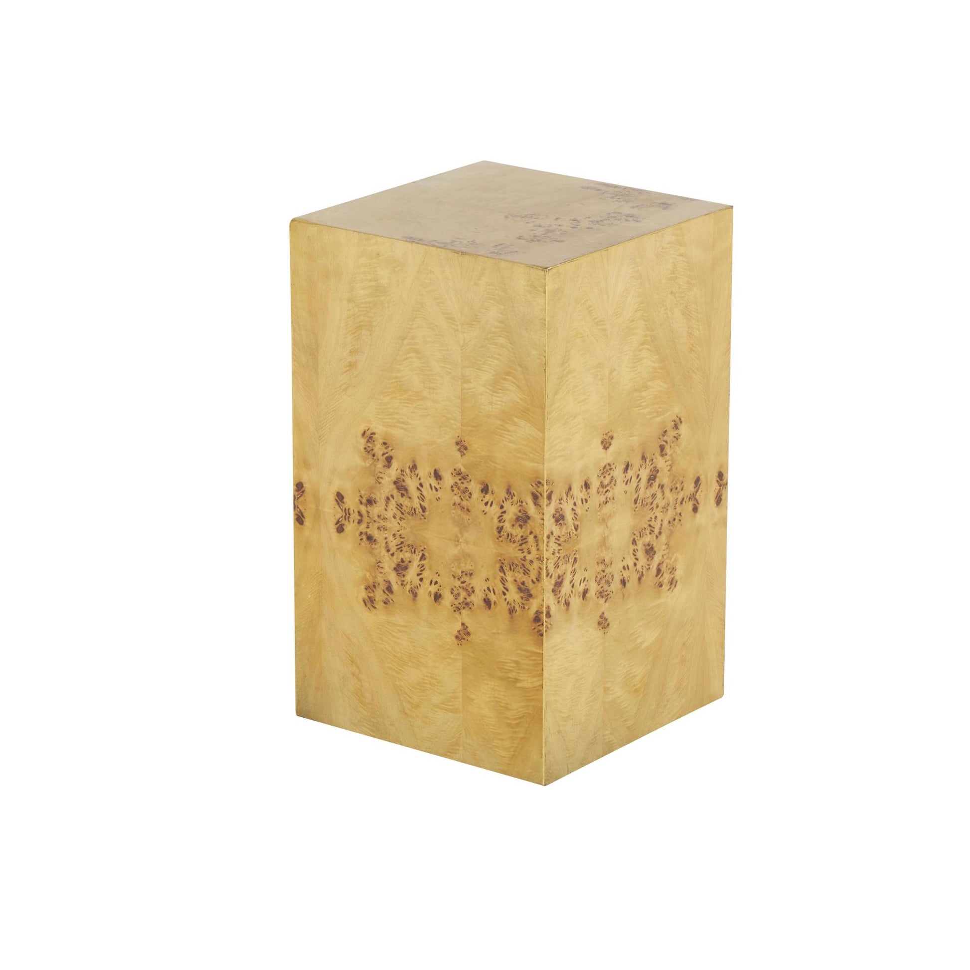 Brown Wood Square Cube Side End Accent Table with Wood Grain Patterns