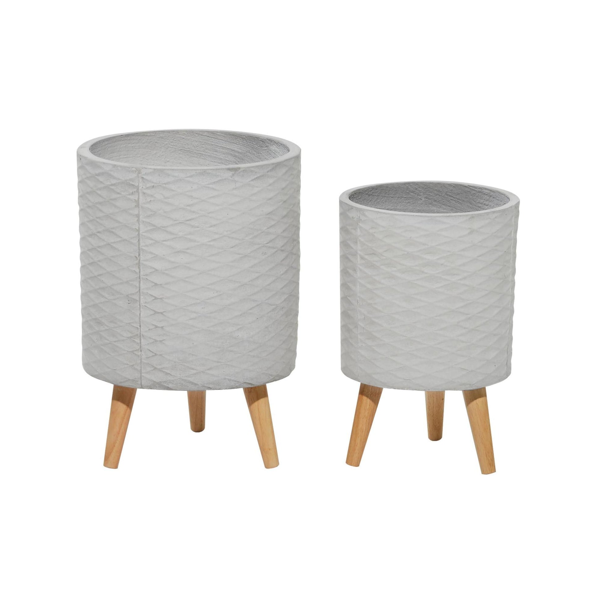 Set of 2 Gray Ceramic Planter
