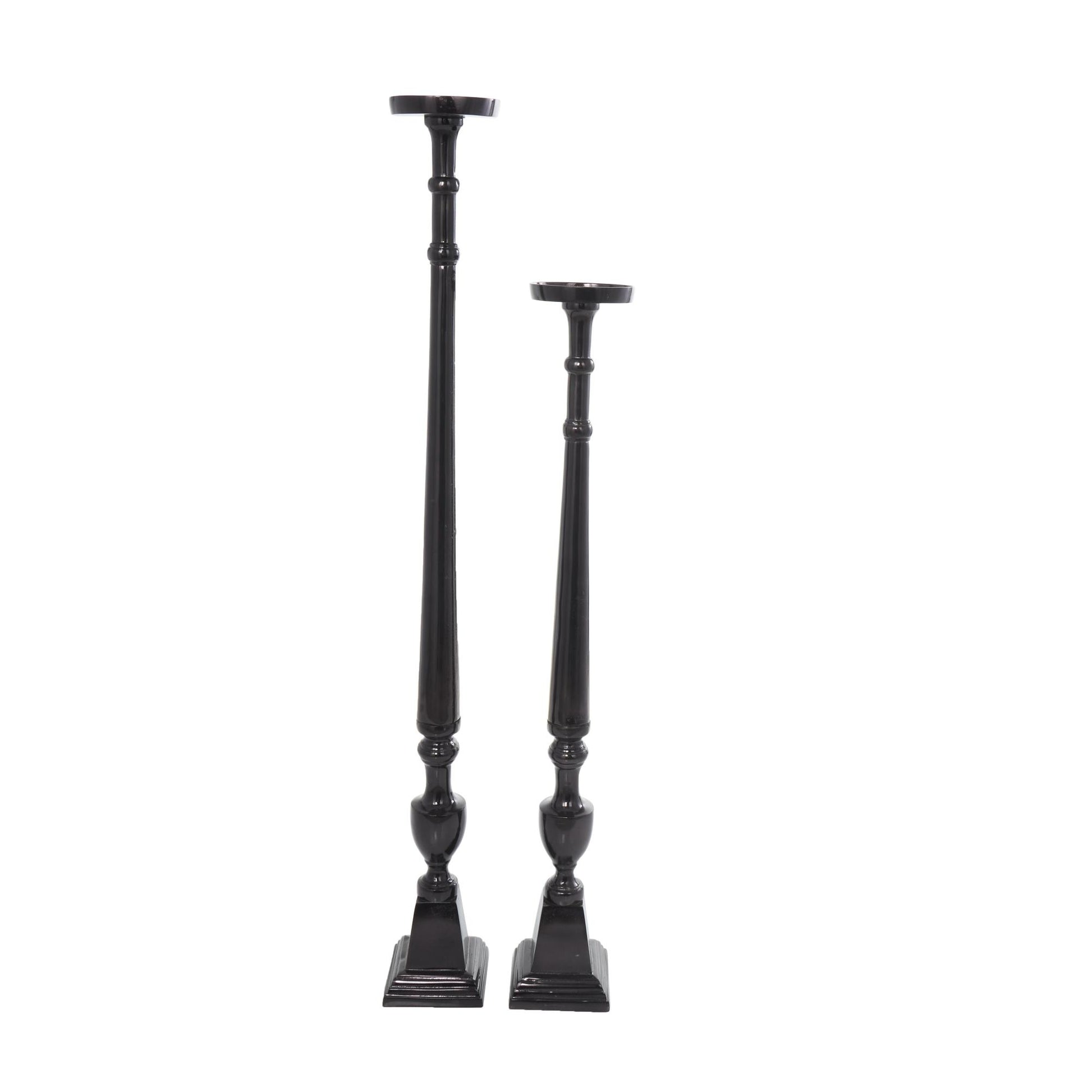 Set of 2 Aluminum Metal Tall Floor Decorative Candle Holder