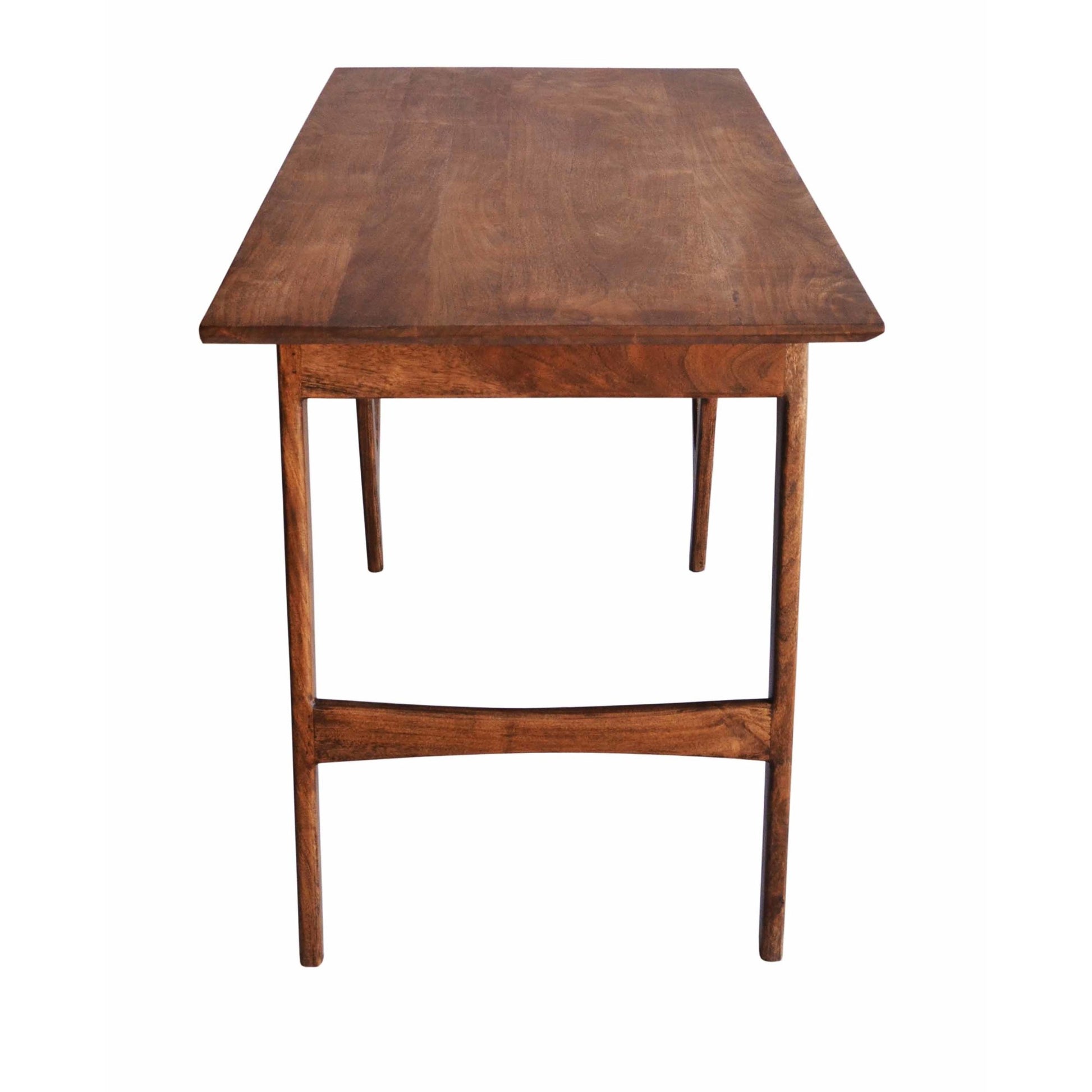 Geometric Brown Wood 3 Drawer Desk with Trapezoid Floating Side Shelf