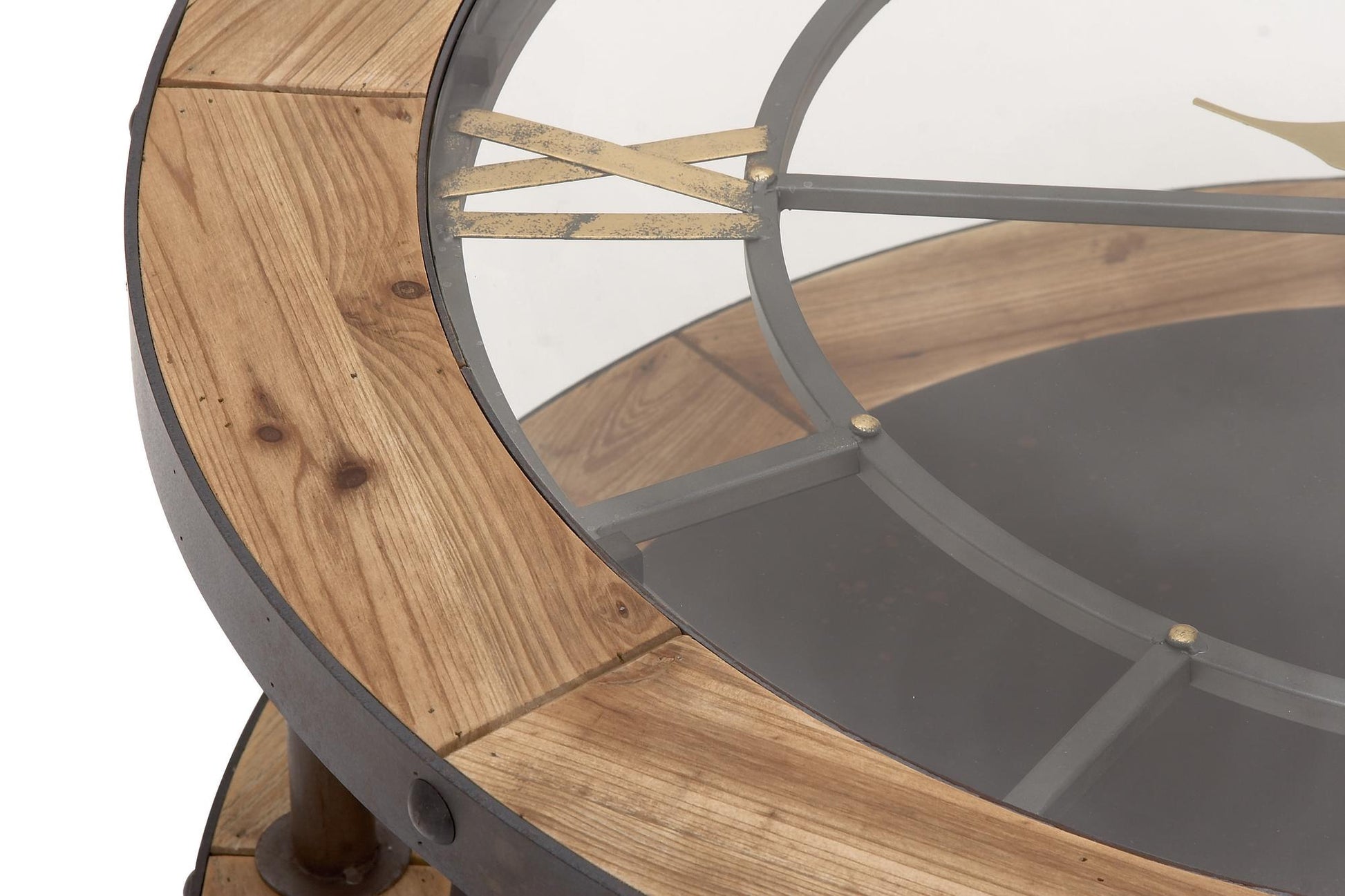 Light Brown Wooden Living Room Coffee Table with Clock Top