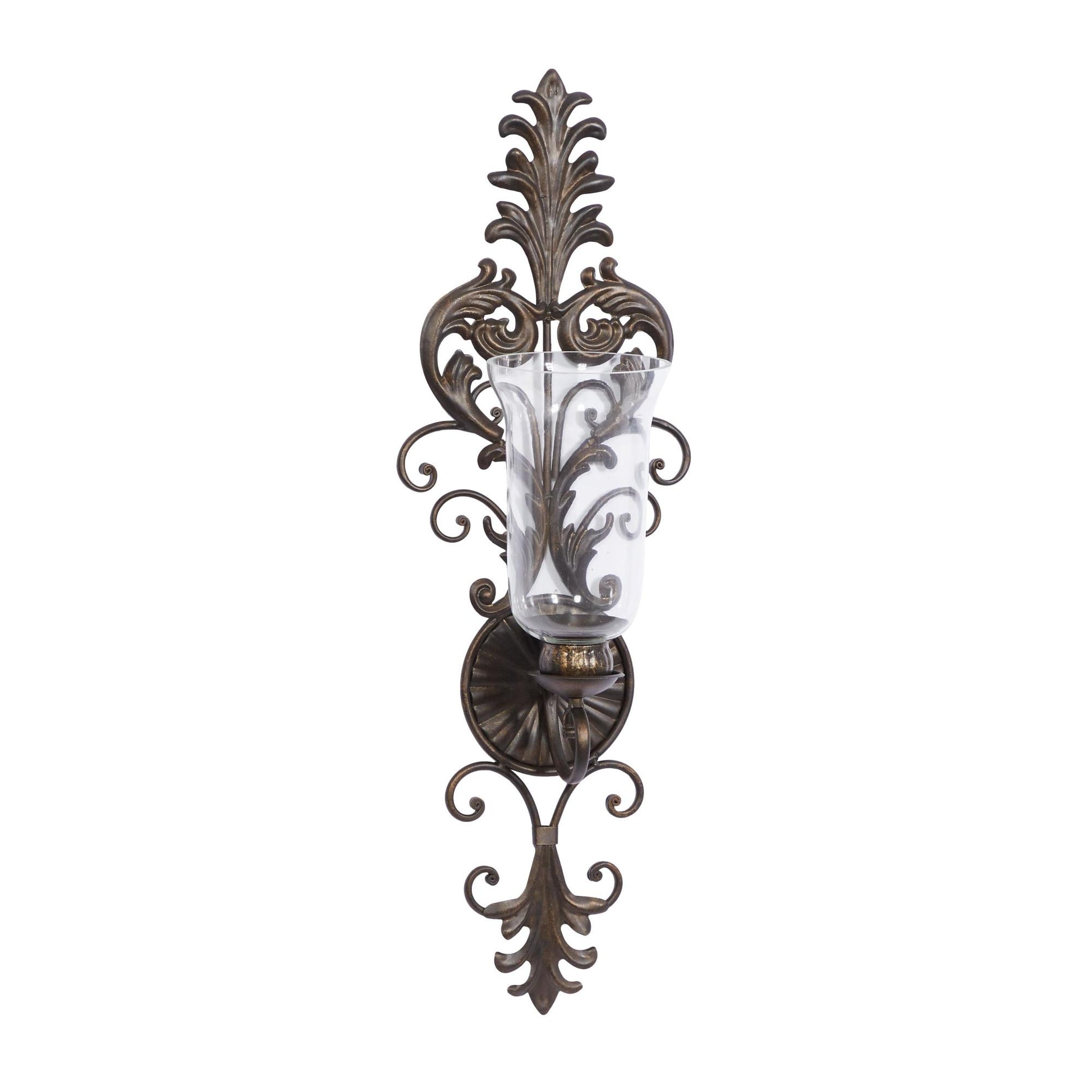 Scroll Bronze Metal Weathered Indoor Outdoor Wall Sconce