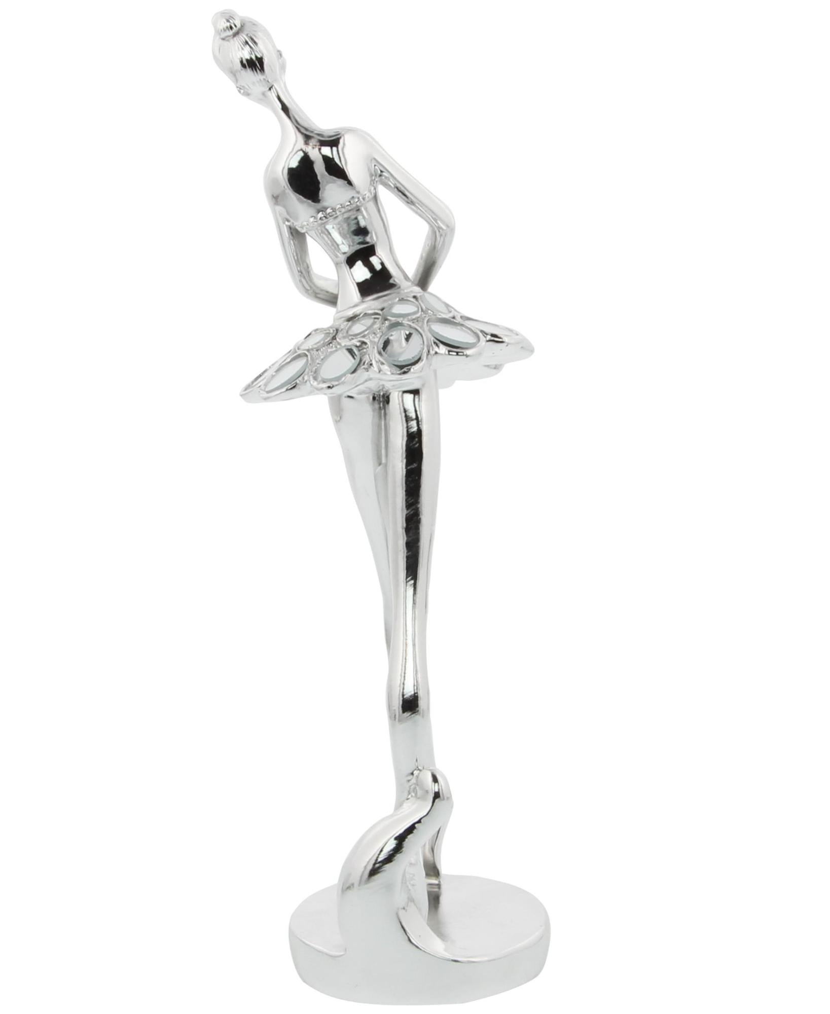 Set of 3 Dancer Polystone Decorative Sculpture with Capiz Inlay Set of 3 12", 12", 11"H