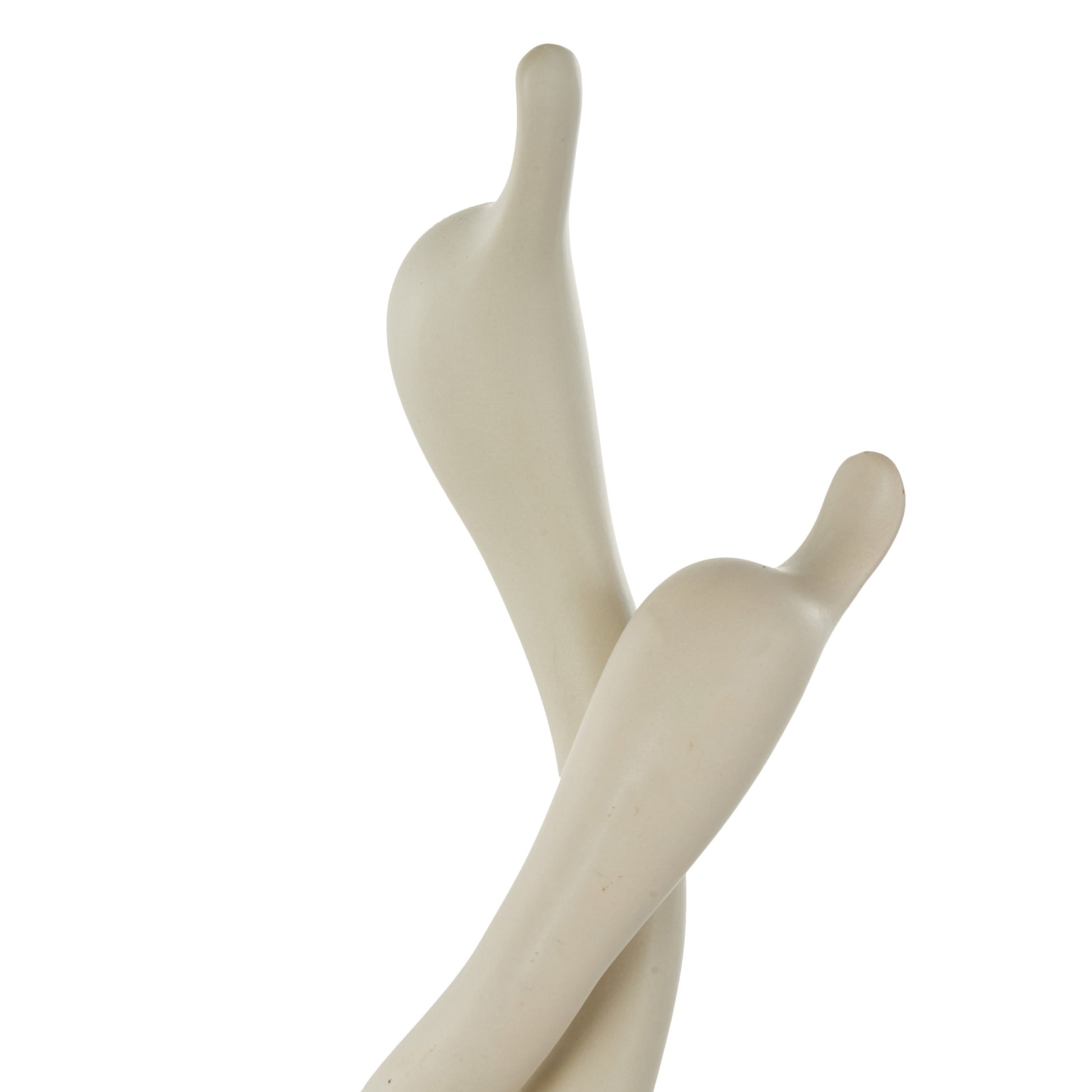 Set of 2 Swan Beige Ceramic Intertwined Decorative Sculpture
