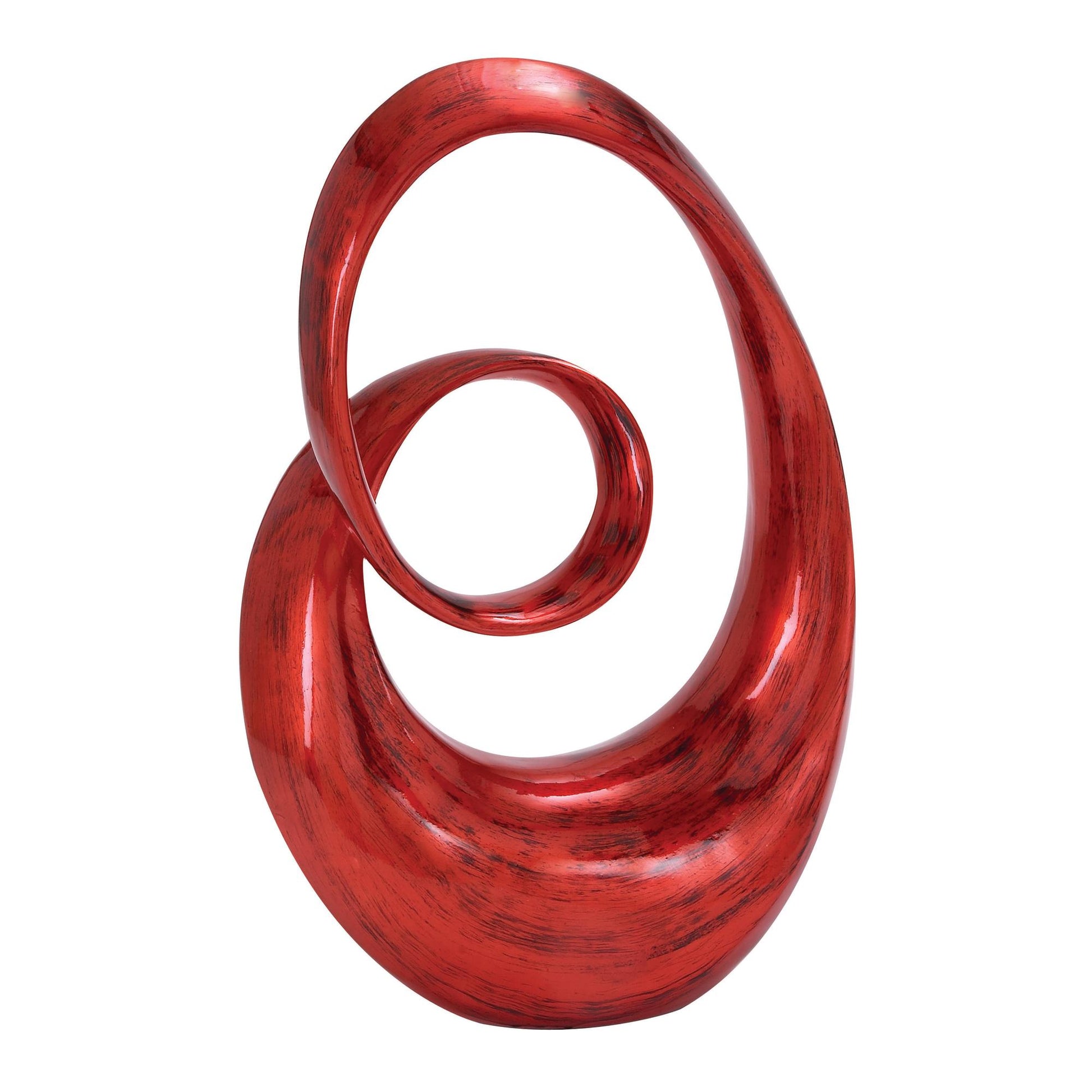 Abstract Red Polystone Swirl Decorative Sculpture
