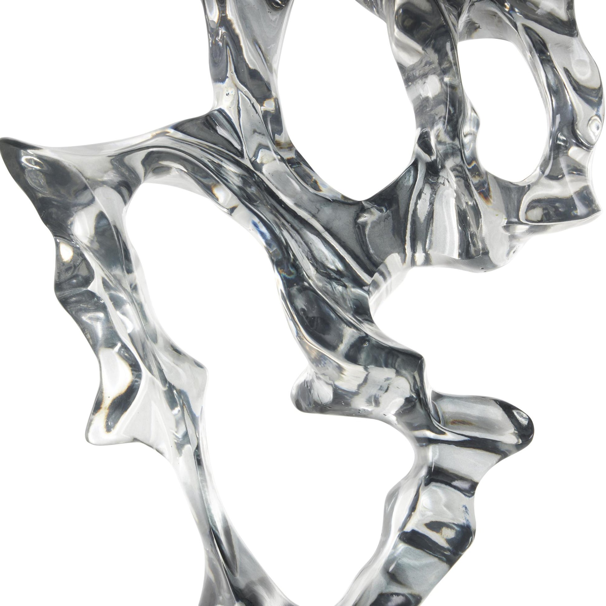 Abstract Clear Glass Handmade Freeform Decorative Sculpture with Clear Square Base
