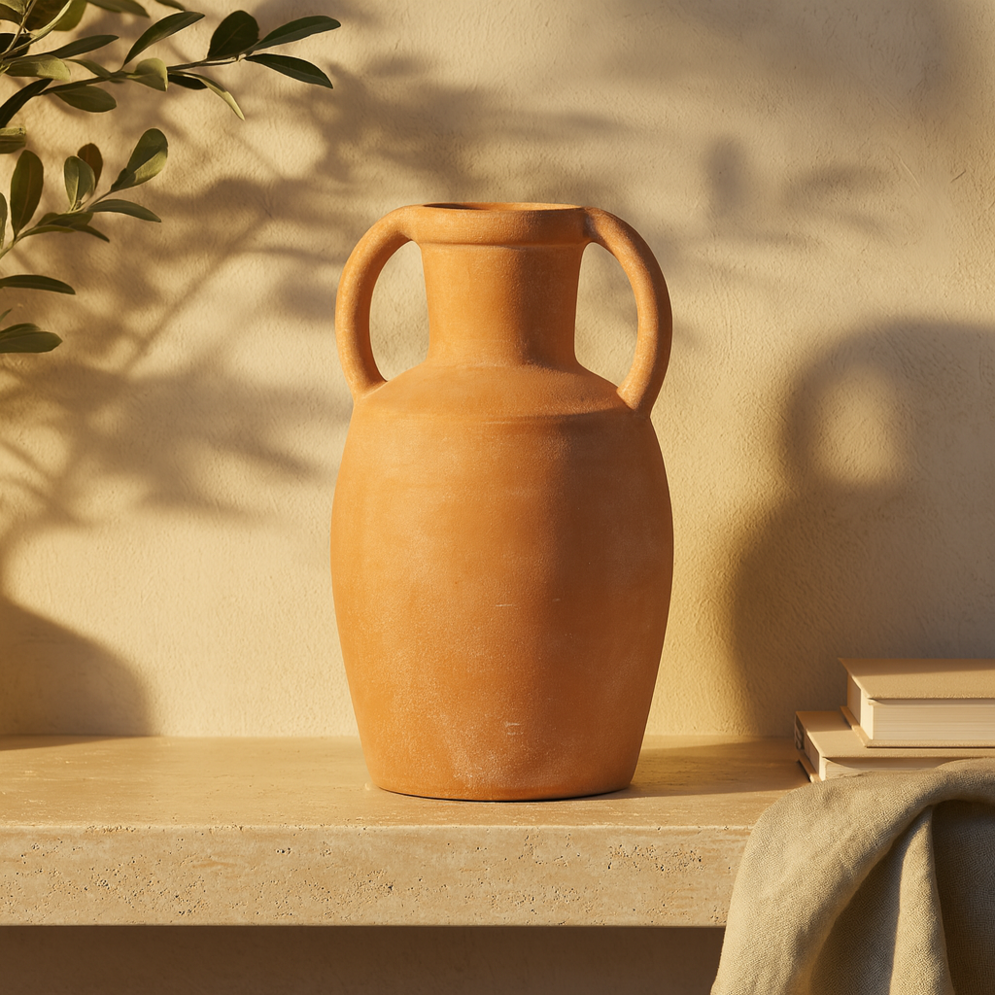 Pink Ceramic Terracotta Jug Decorative Vase with Handles