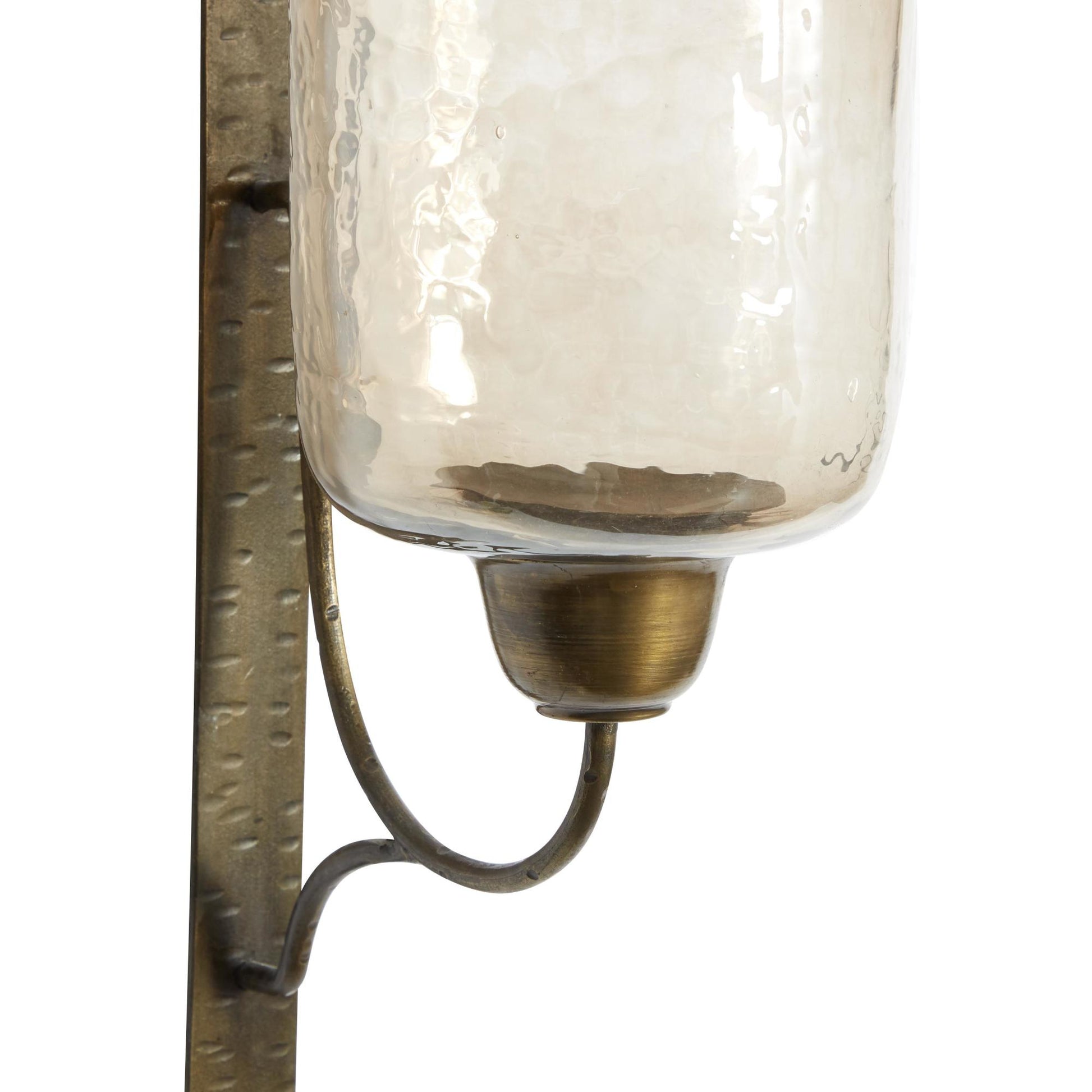 Geometric Bronze Metal Handmade Pillar Indoor Outdoor Wall Sconce with Smoked Glass