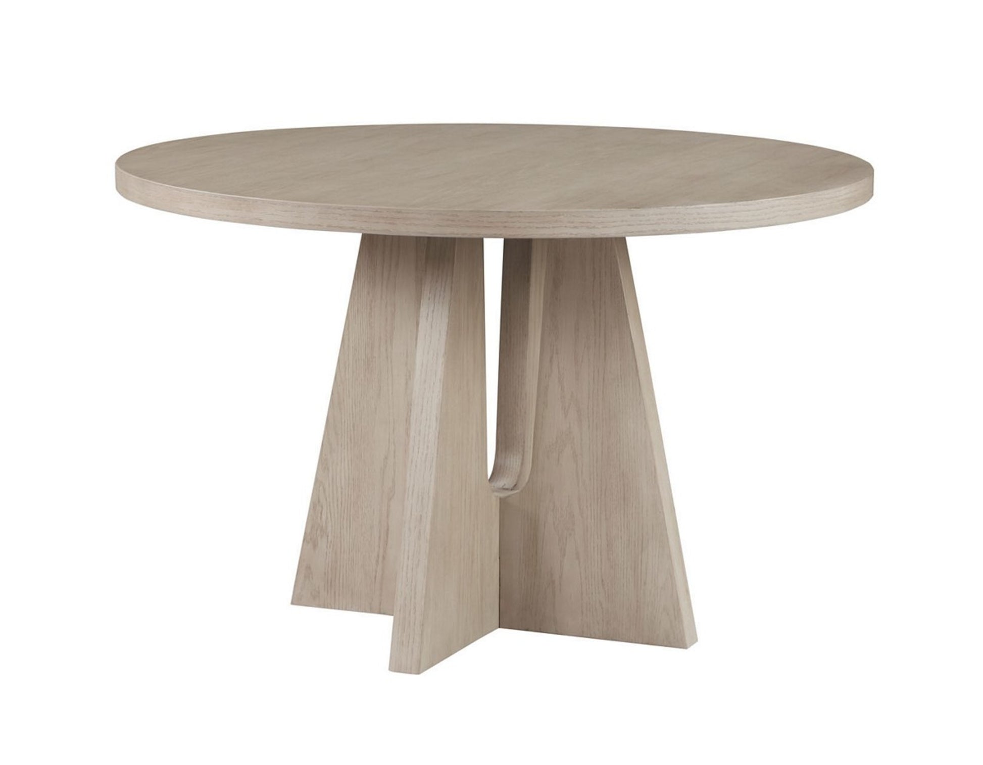 Beige Wood Washed Round Kitchen Dining Table with Pyramid Base