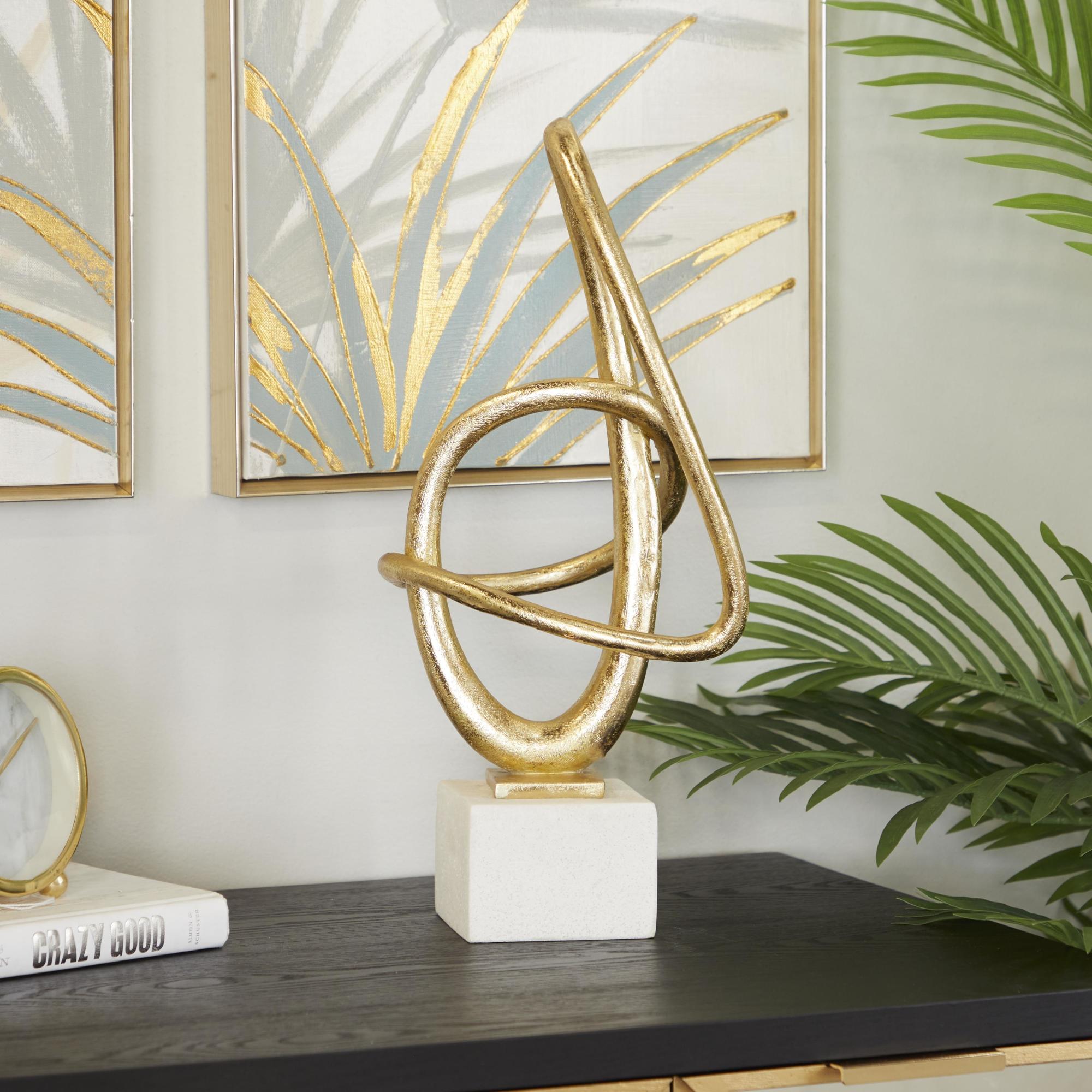 Abstract Gold Polystone Swirl Decorative Sculpture
