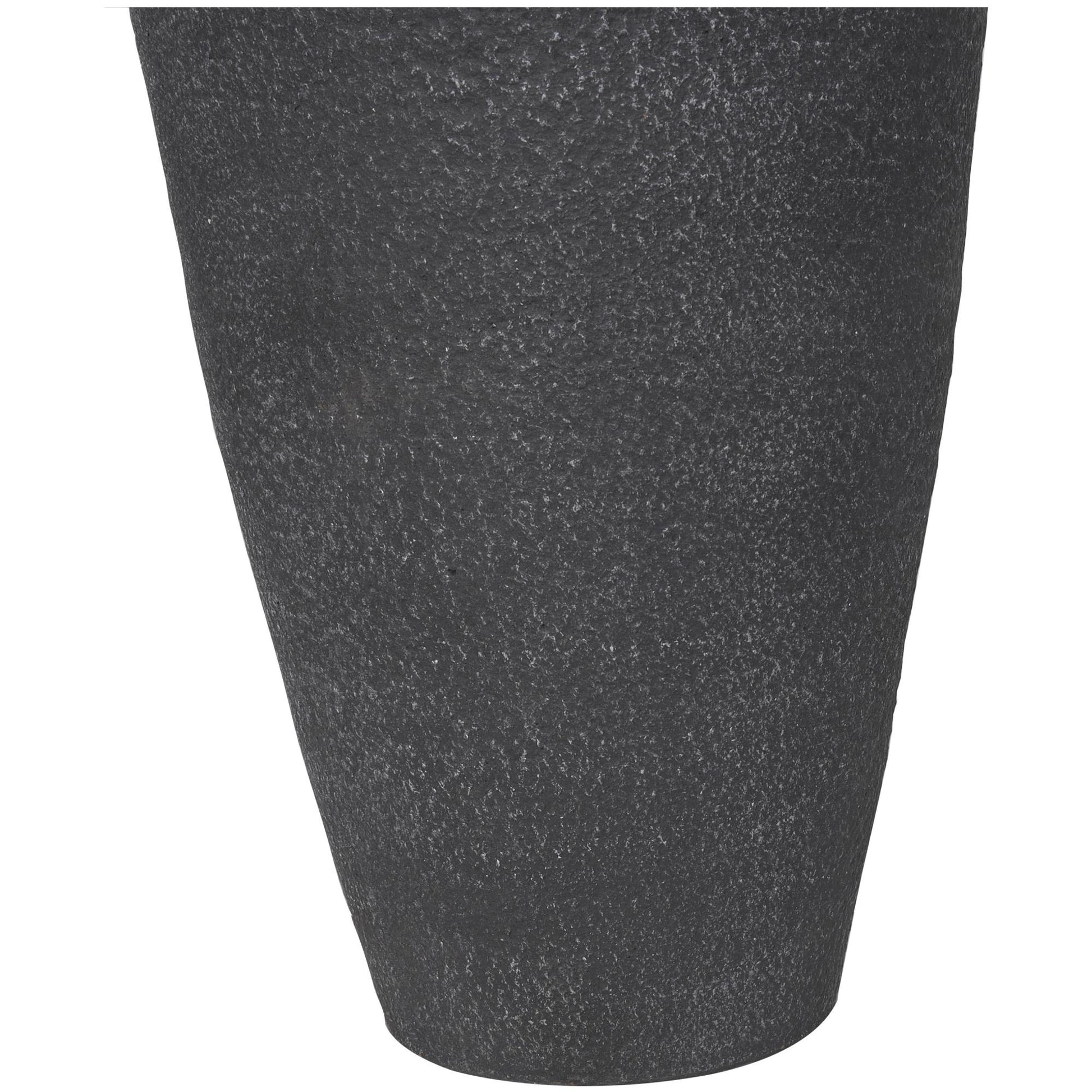 Black Ceramic Whitewashed Textured Decorative Vase