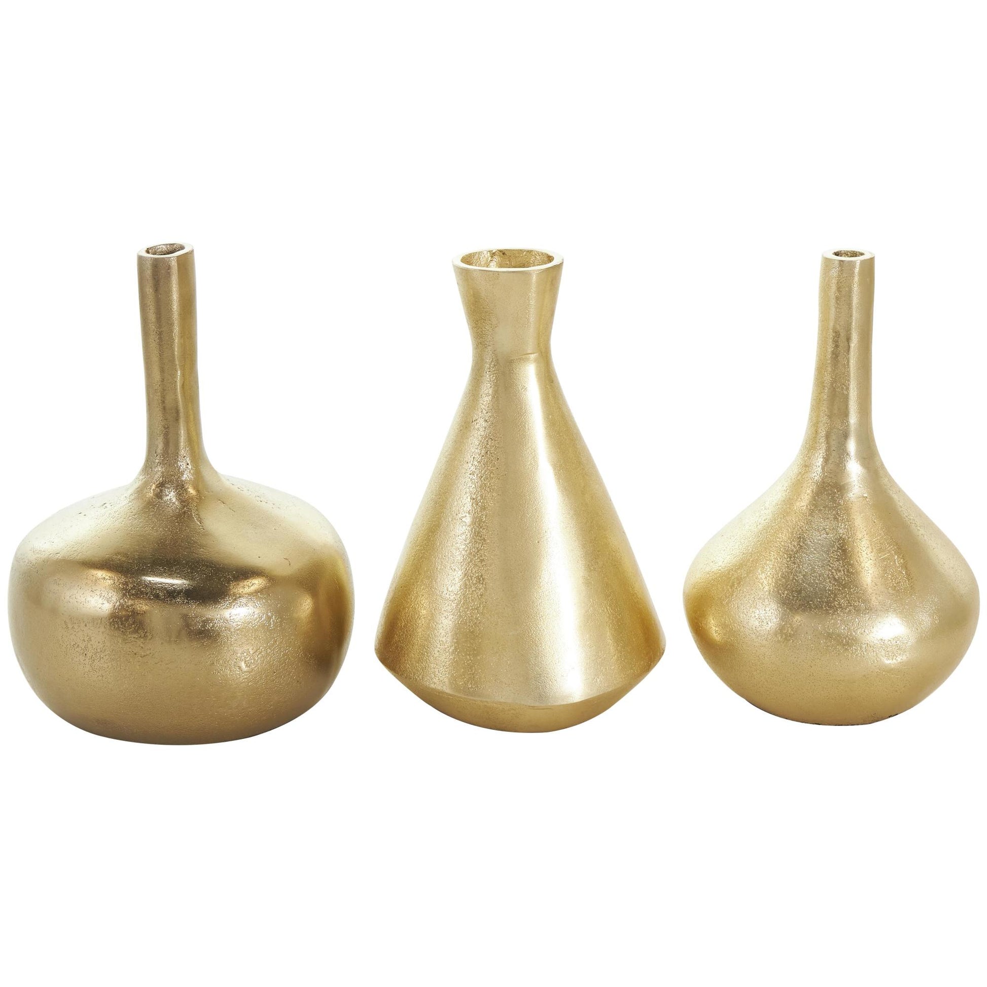 CosmoLiving by Cosmopolitan Set of 3 Aluminum Metal Decorative Vase with Varying Shapes