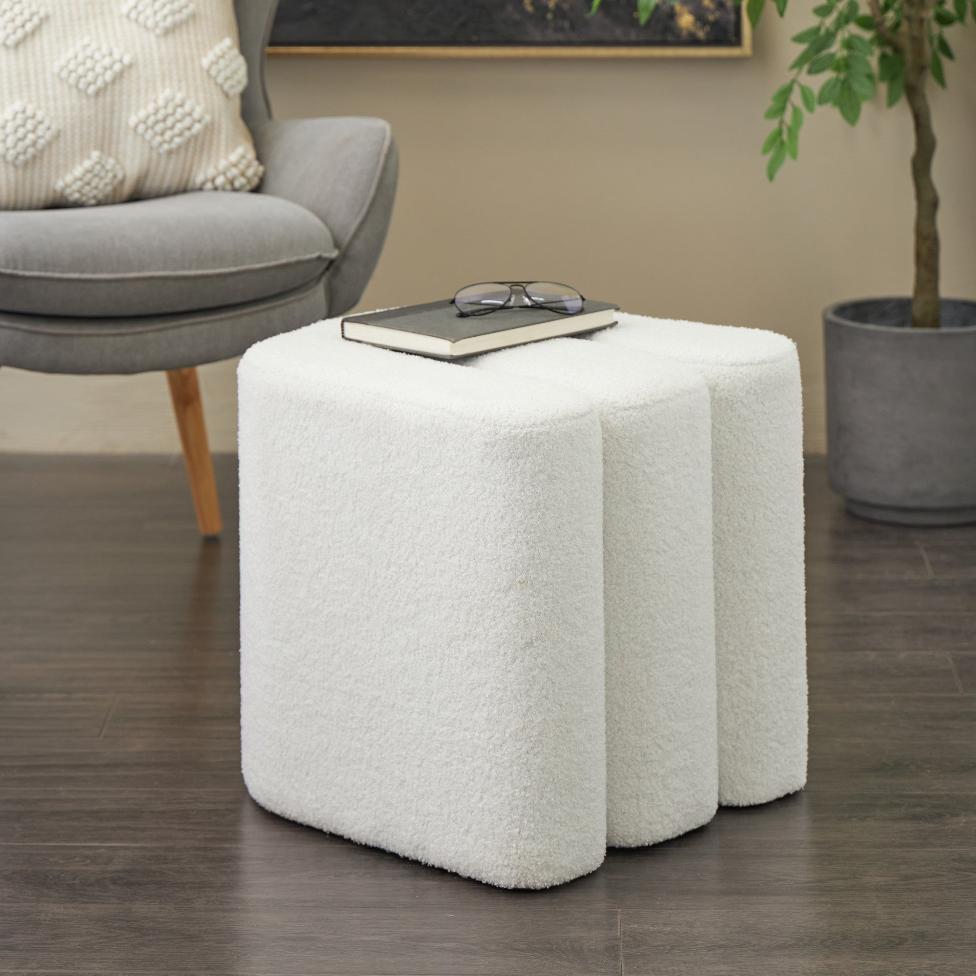 Polyester S- Shaped Room Ottoman with Connected Arches 18" x 18" x 18"