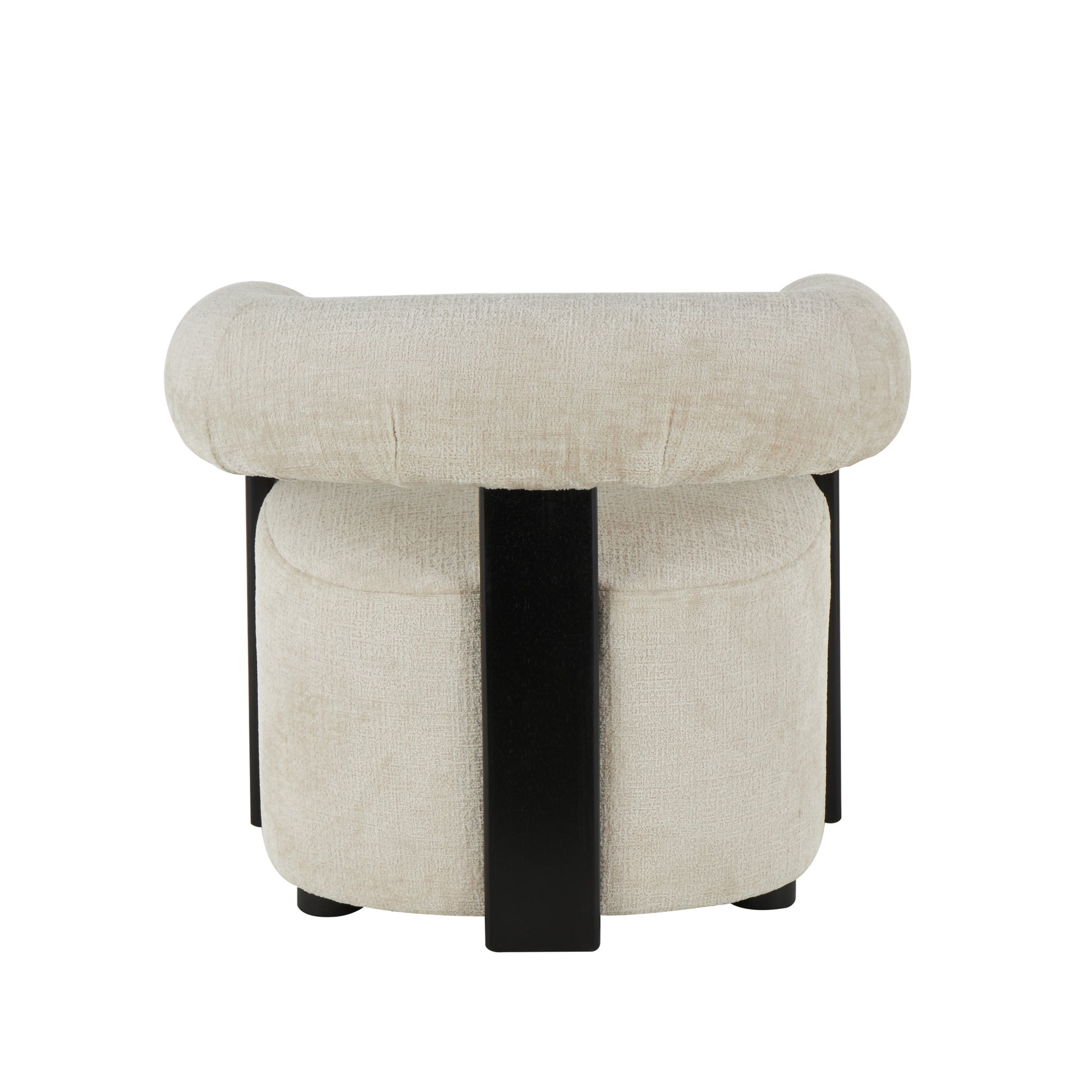 Beige Polyester Living Room Accent Chair with Black Wood Support