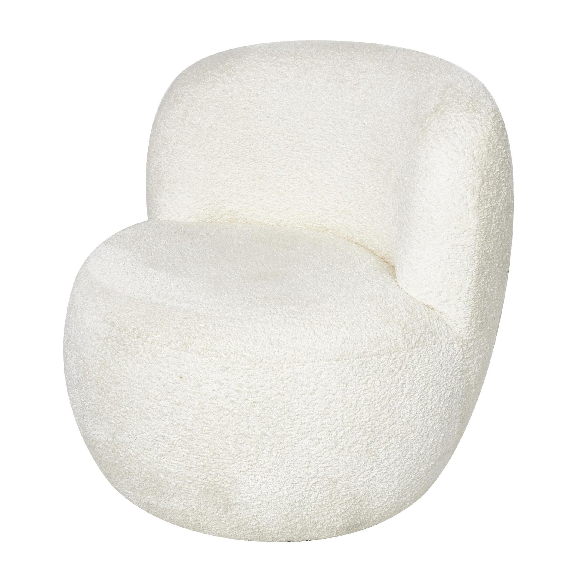 White Polyester Rounded Barrel Living Room Accent Chair