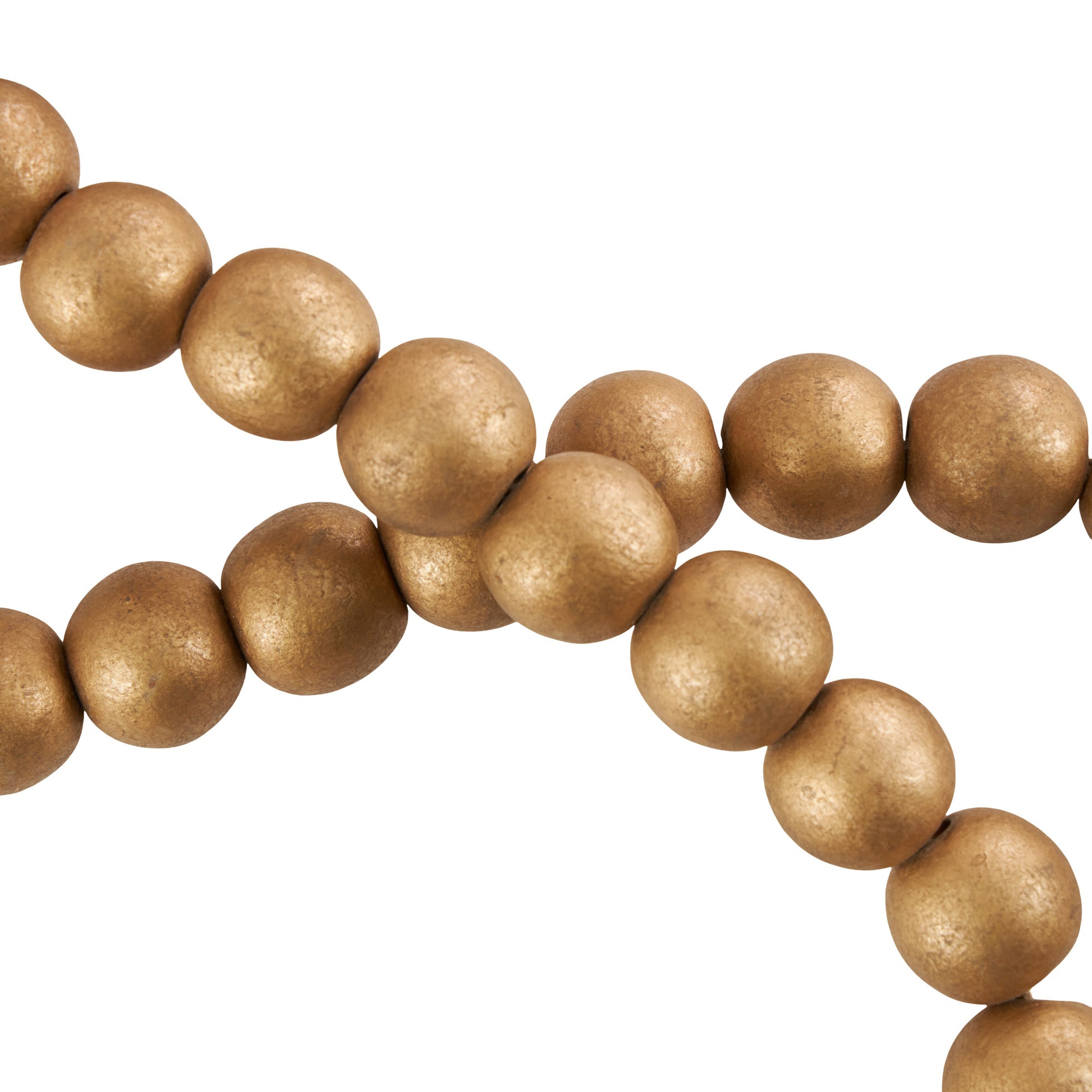 Mango Wood Handmade Round Long Carved Beaded Garland with Tassel