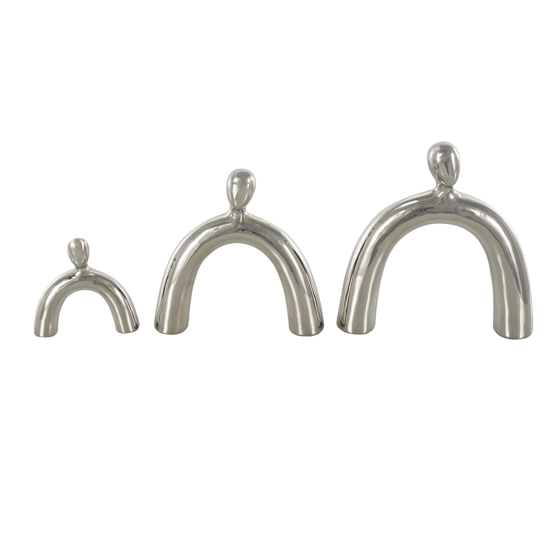 Set of 3 Family Ceramic Abstract Arched Decorative Sculpture