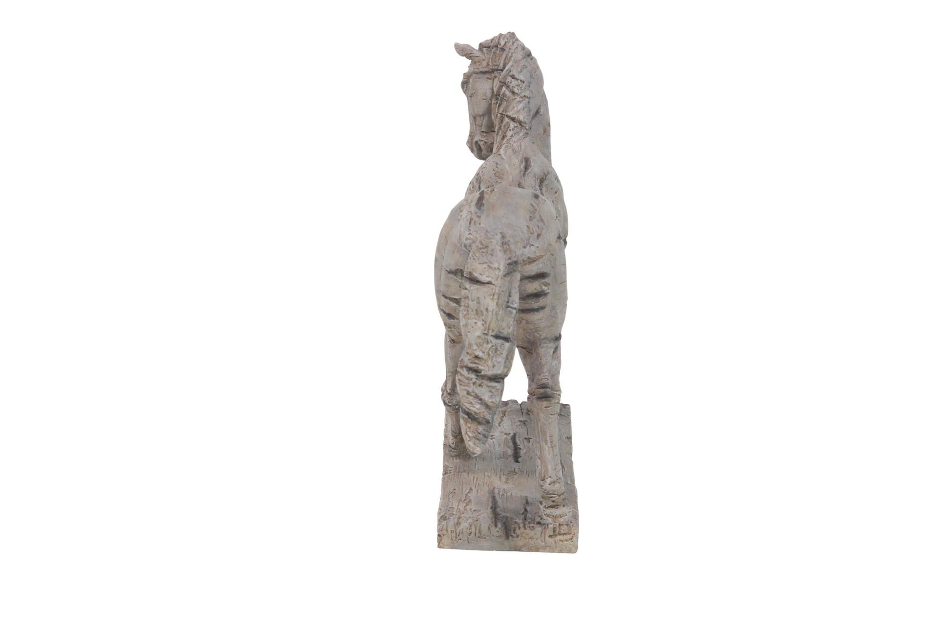 Horse Beige Polyresin Prancing Decorative Sculpture