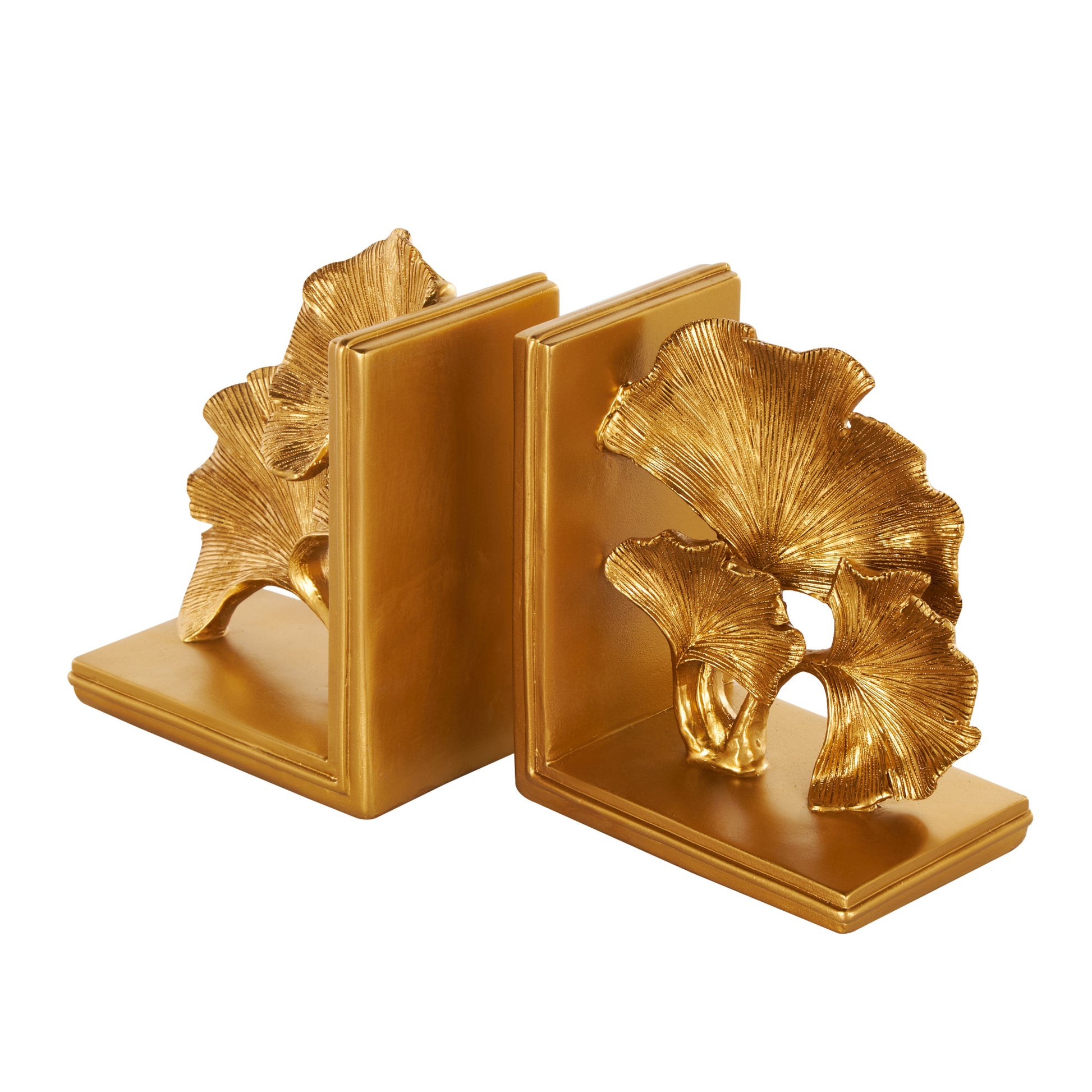 Set of 2 Tree Gold Polystone Ginkgo Decorative Bookends