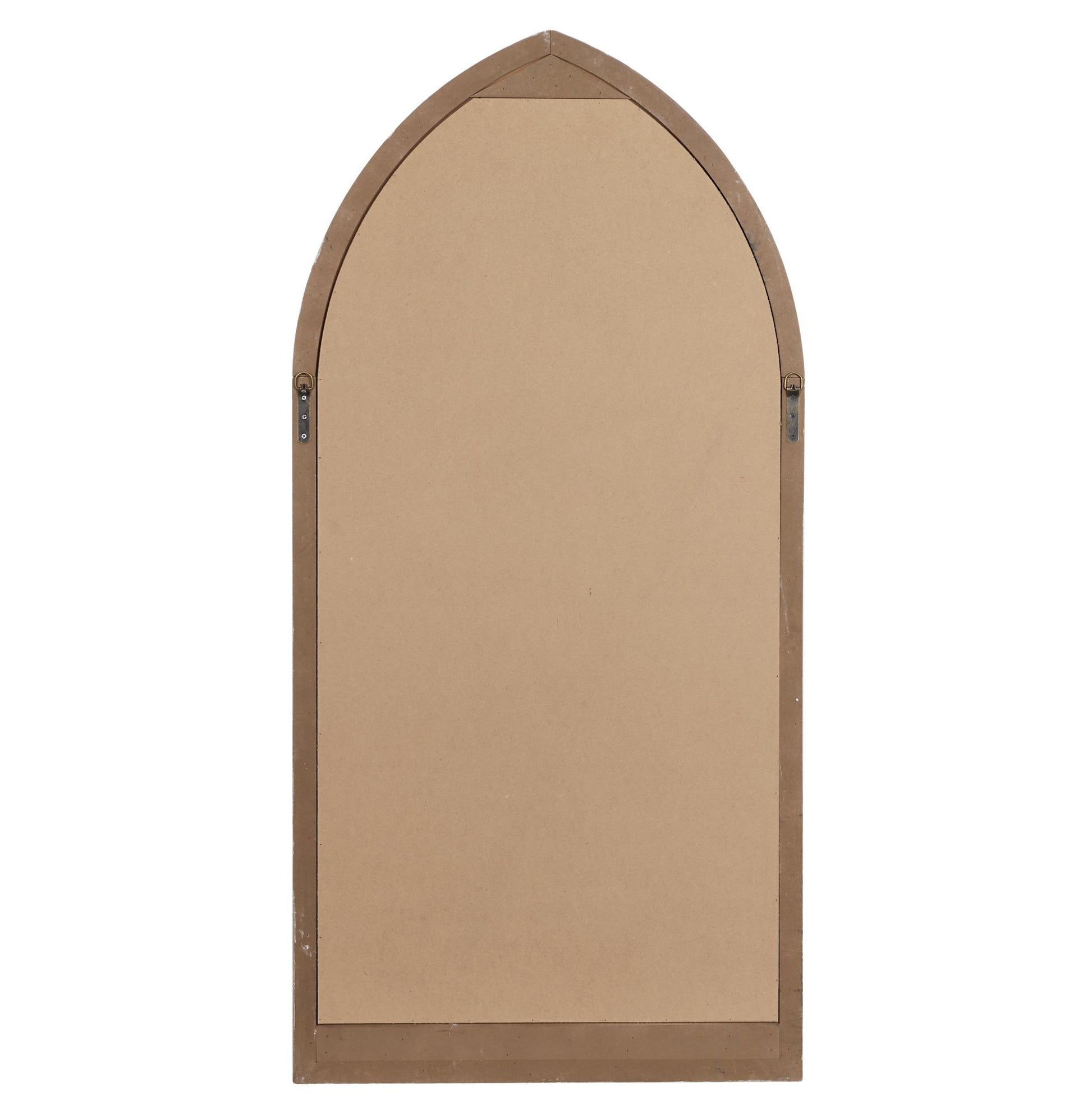 Brown Wood Arched Distressed Window Pane Room Wall Mirror
