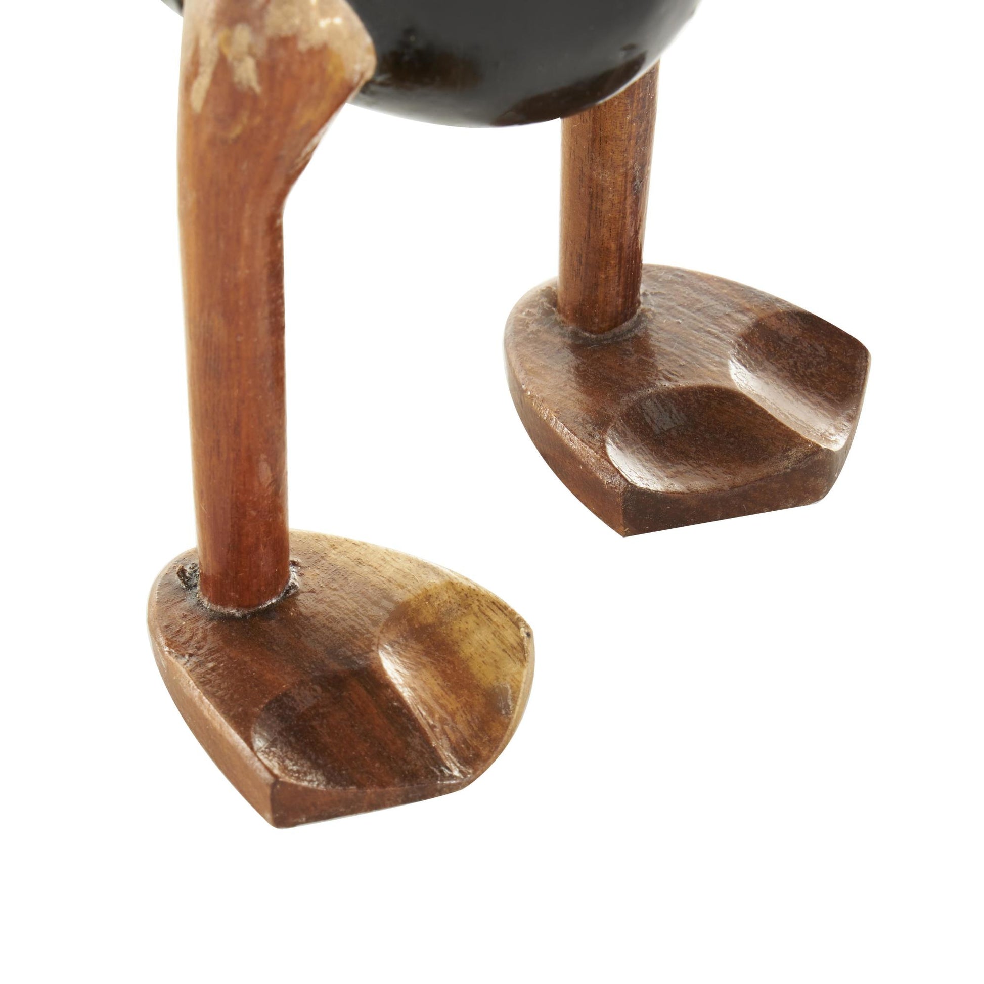 Set of 3 Duck Black Wood Decorative Sculpture with Brown Accents