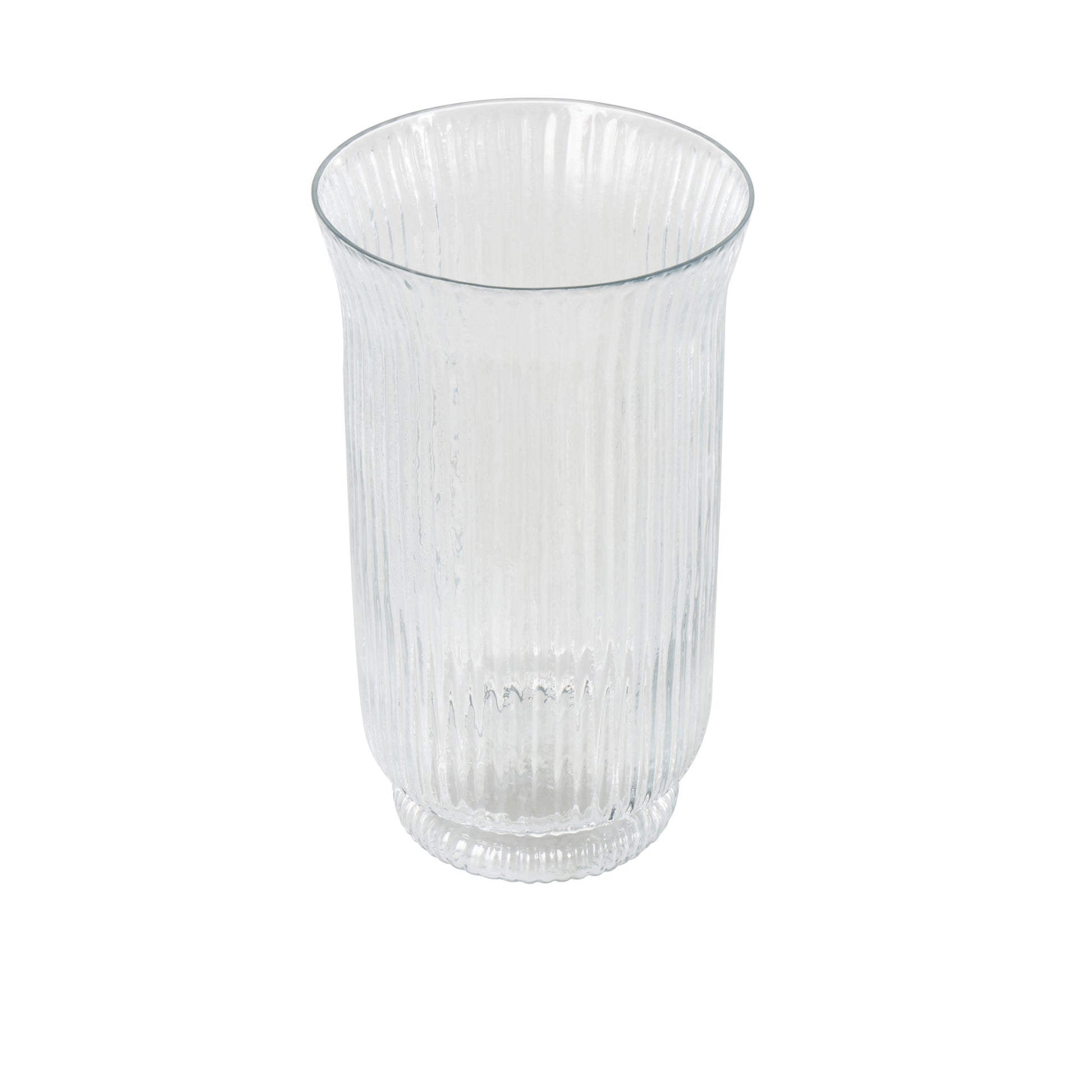 Clear Glass Ribbed Fluted Decorative Candle Holder