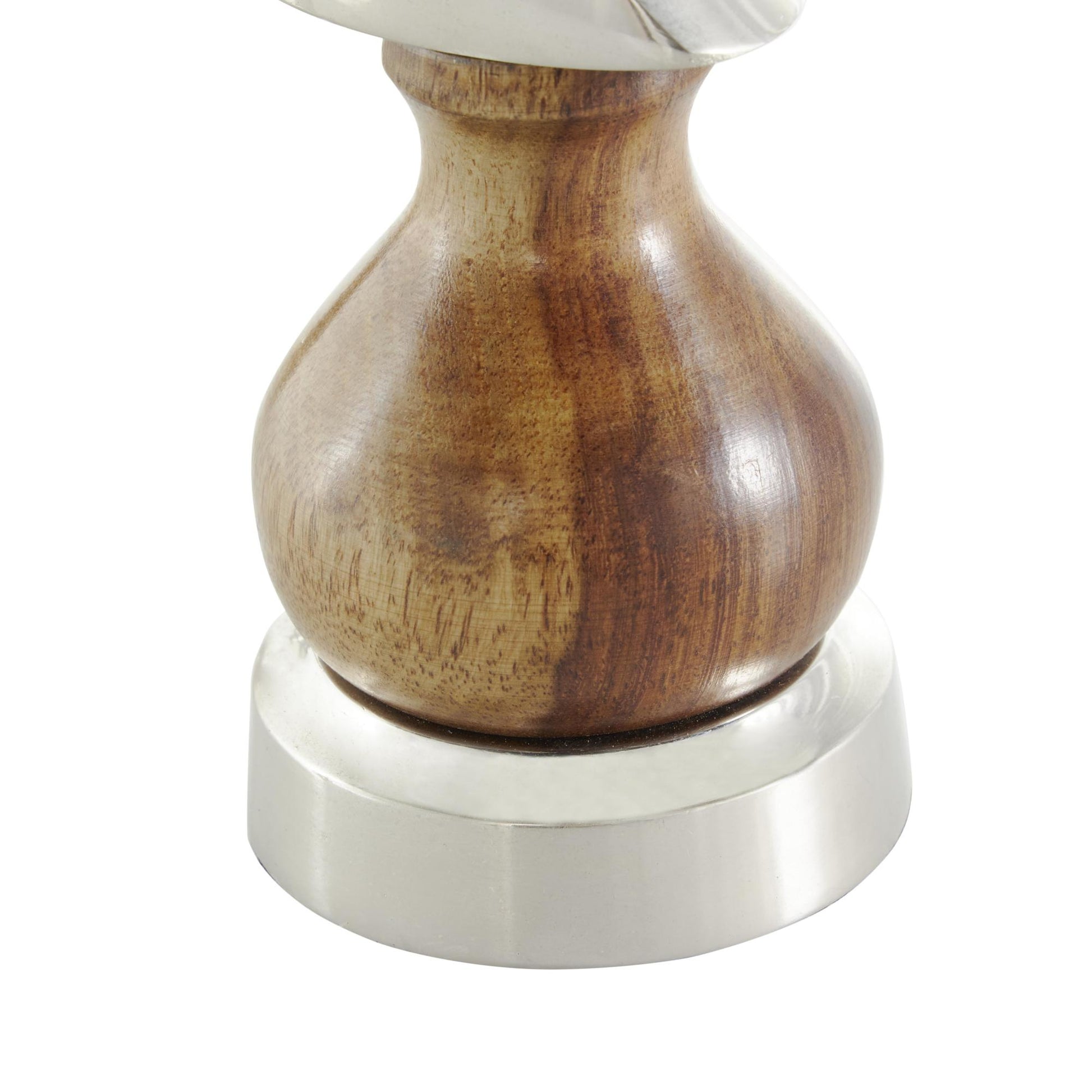 Set of 3 Chess Aluminum Metal Decorative Sculpture with Mango Wood Center Set of 3 2"W, 6"H