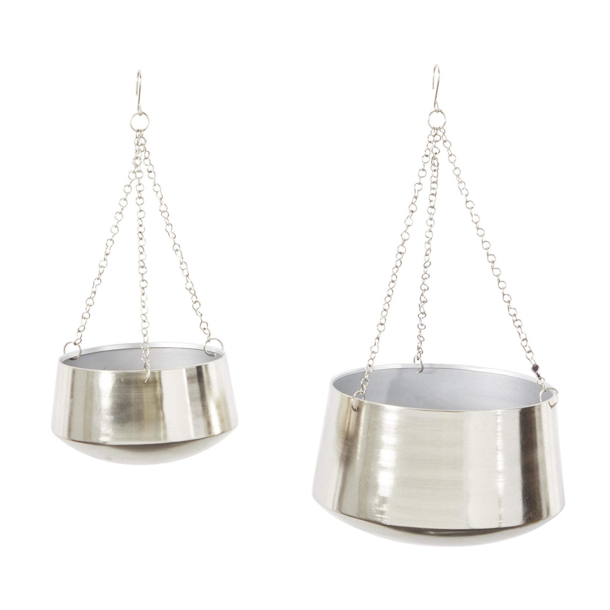 Set of 2 Metal Hanging Dome Indoor Outdoor Wall Planter with Chain