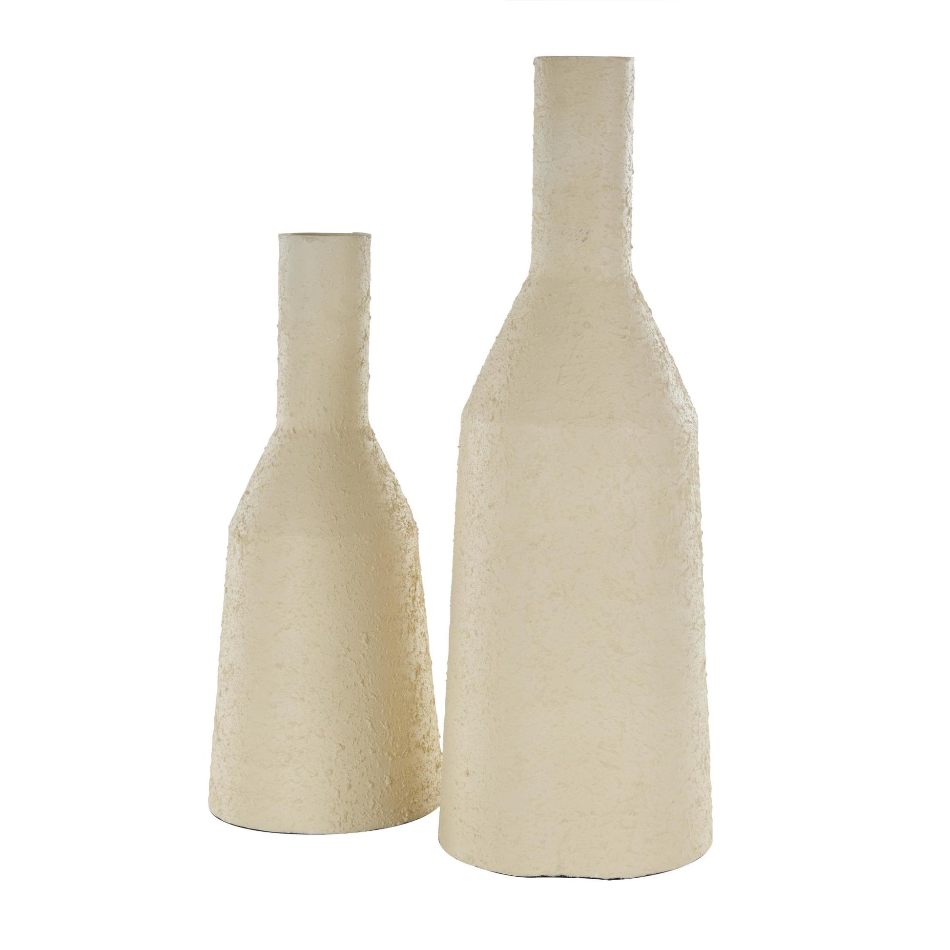 Set of 2 Metal Minimalistic Distressed Textured Decorative Vase Set of 2 18", 14"H