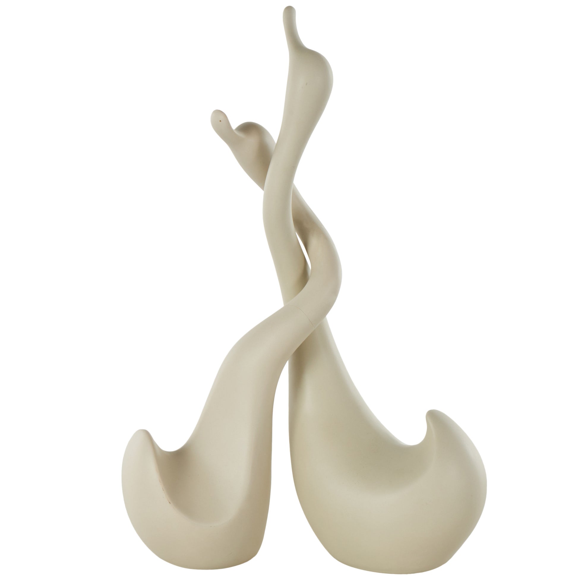 Set of 2 Swan Beige Ceramic Intertwined Decorative Sculpture