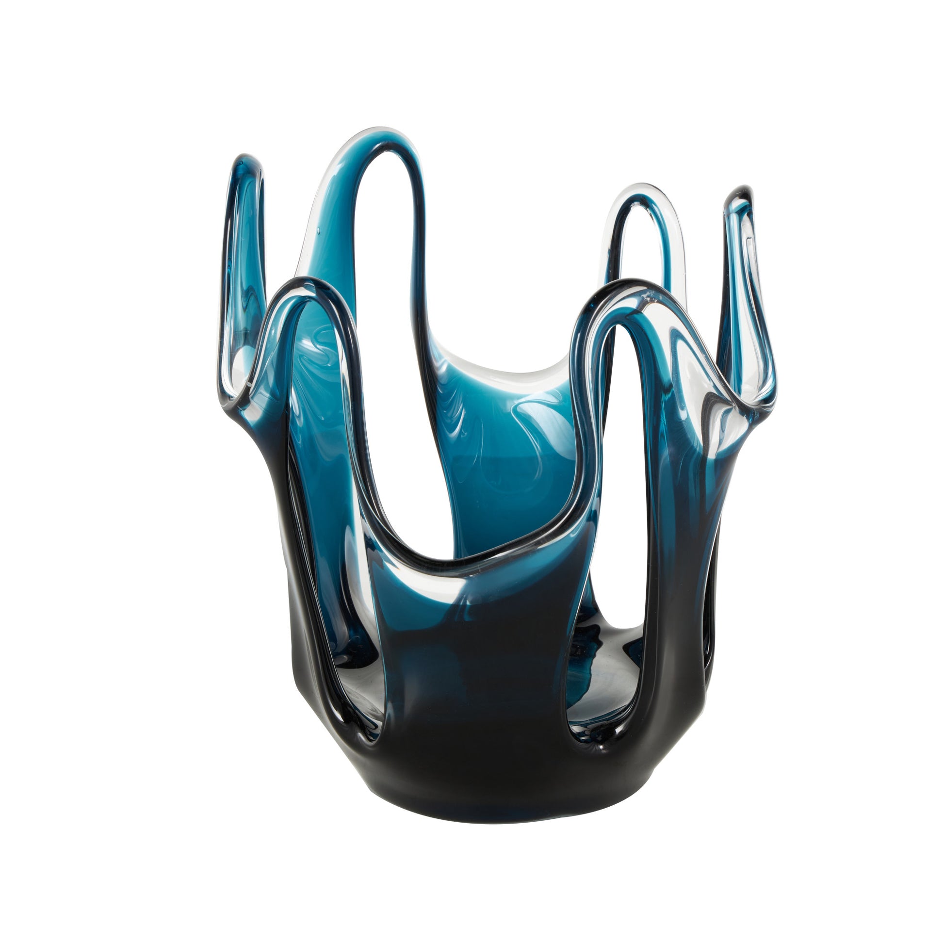 Abstract Glass Ombre Decorative Vase with Wavy Oval Cutouts