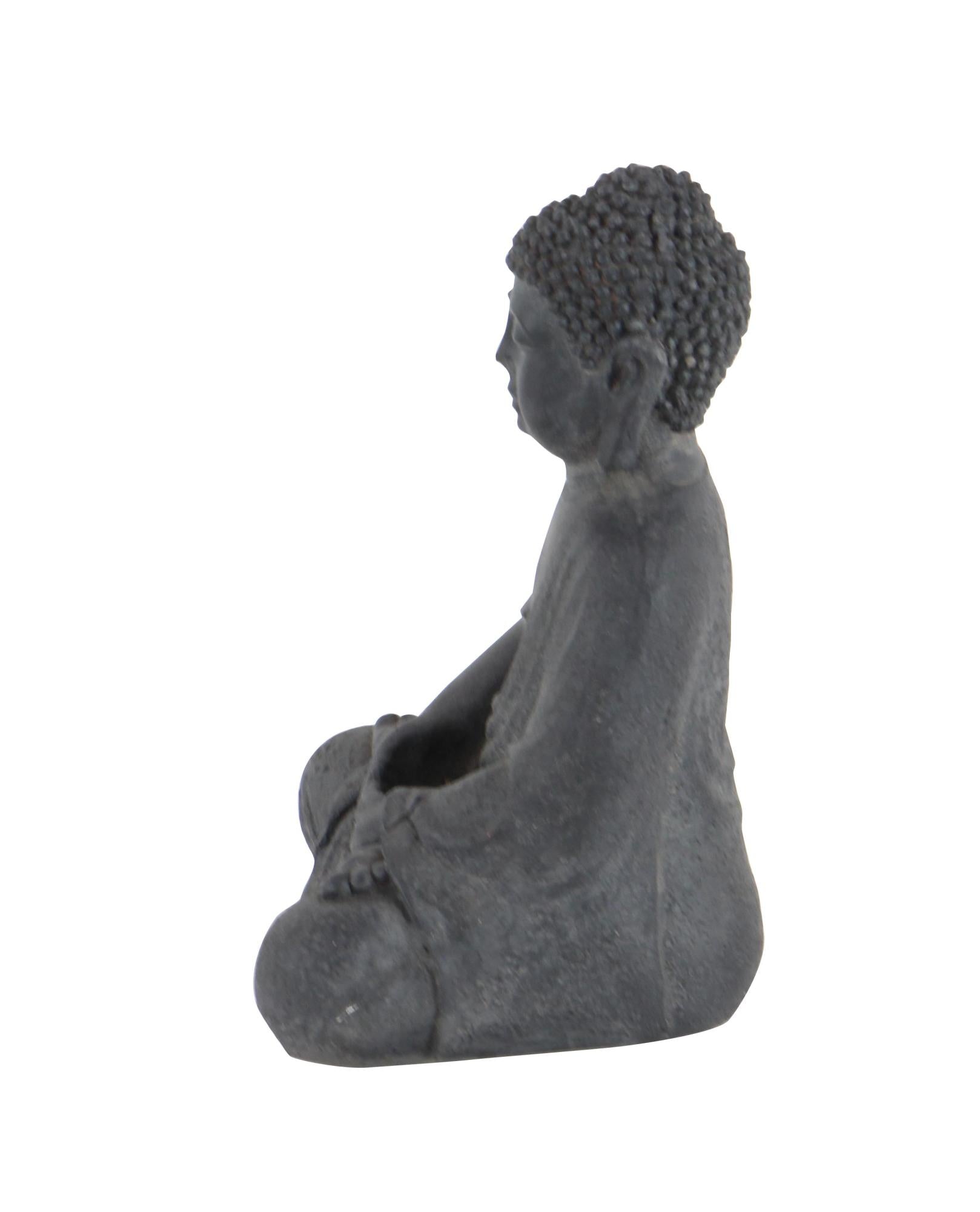 CosmoLiving by Cosmopolitan Buddha Ceramic Meditating Decorative Sculpture with Engraved Carvings and Relief Detailing