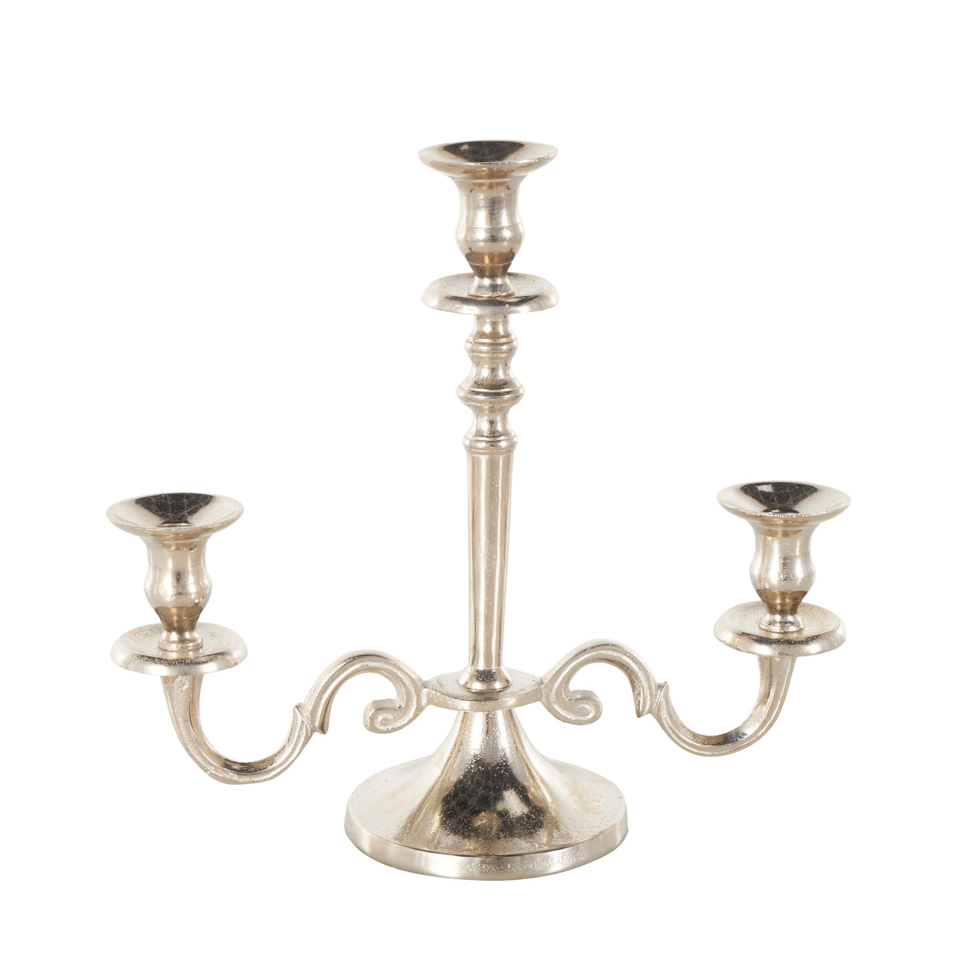 Scroll Silver Aluminum Metal Decorative Candelabra
