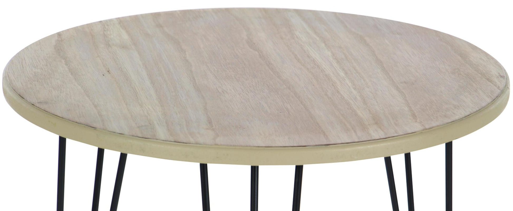 Brown Wooden Side End Accent Table with Black Metal Hairpin Legs